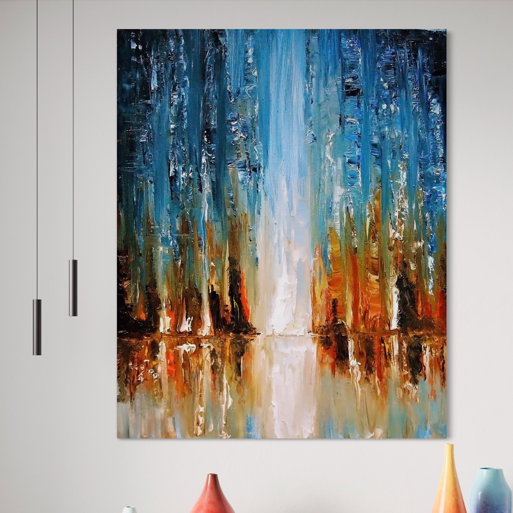 Tablou Canvas Premium LuxCanva® B1120, Abstract Cascade , Living, Abstract, Cascada, Albastru, Dormitor, Liniste, Culori Vibrante