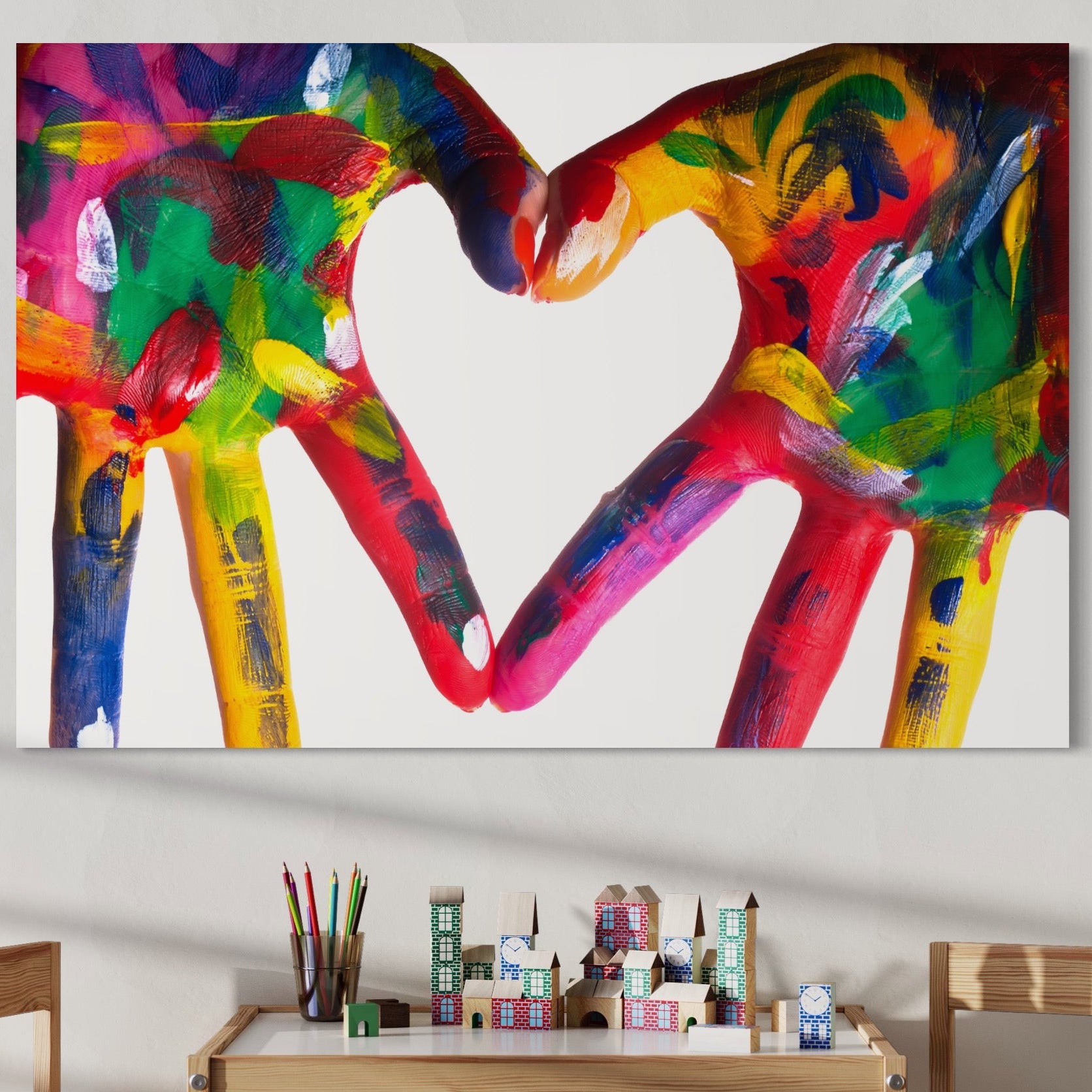 Tablou Canvas Premium LuxCanva® B1117, Loving Hands ,  Living, Inima, Maini, Dragoste, Iubiti, Sentimente, Culori Vibrante