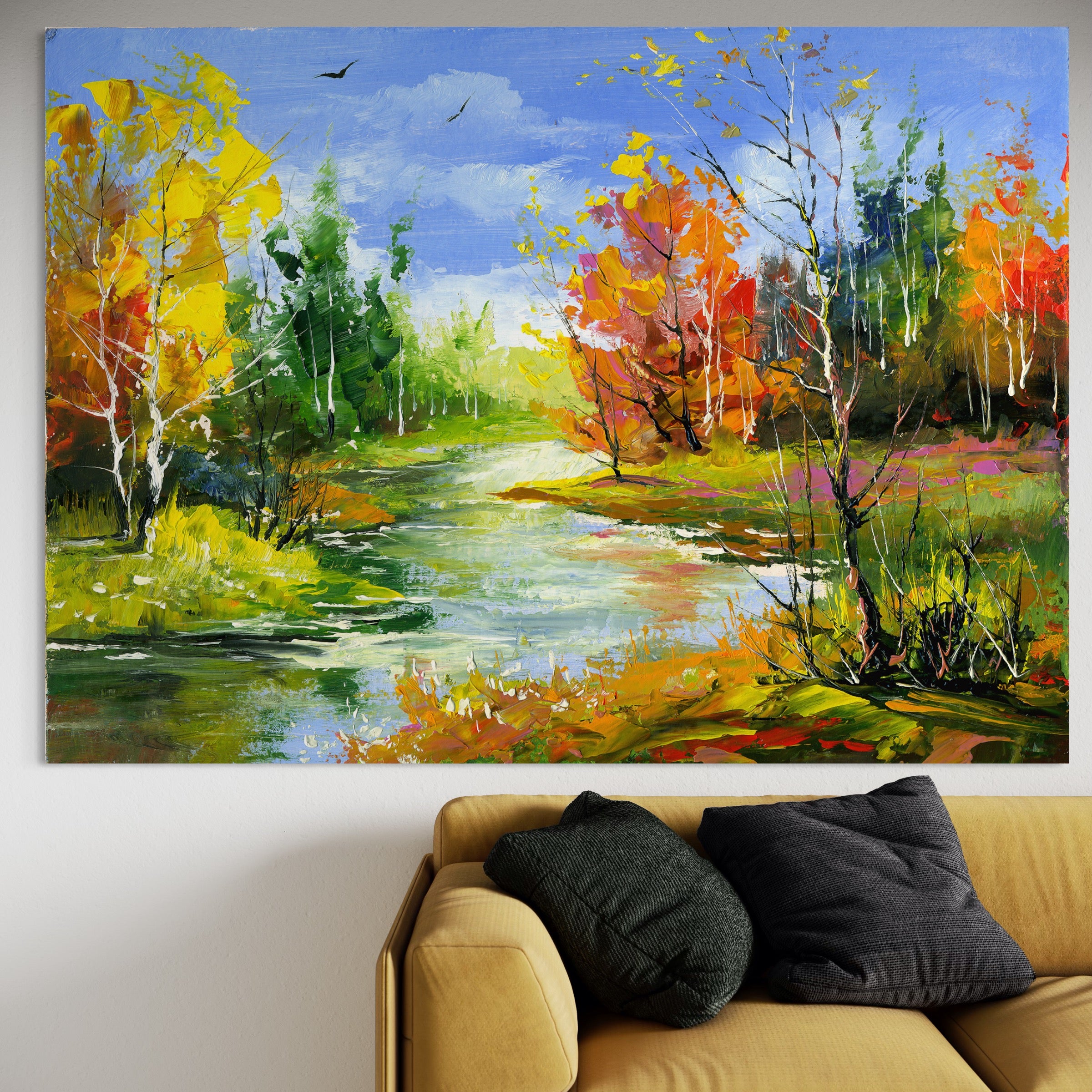 Tablou Canvas Premium LuxCanva® B1115, Frumusetea Naturii , Natura, Dormitor, Padure, Living, Pomi, Culori Vibrante