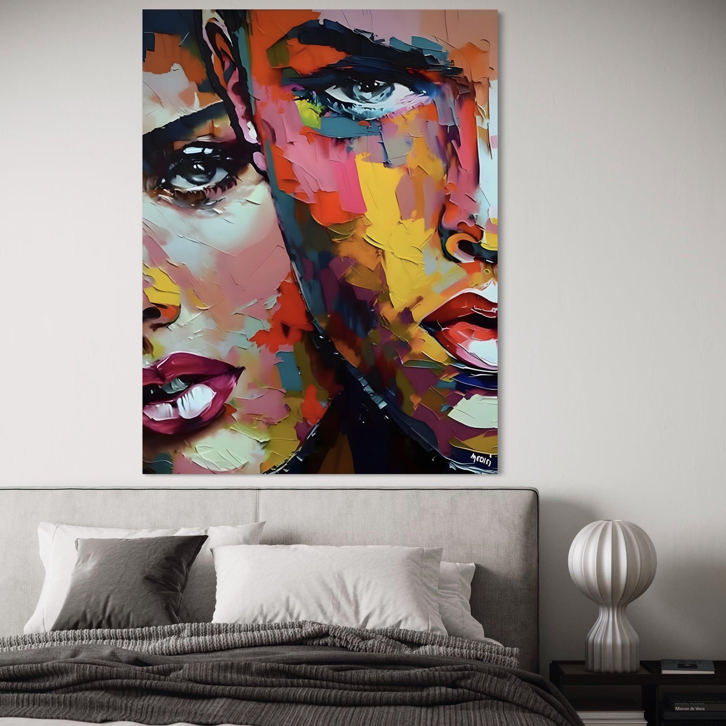 Tablou Canvas Premium LuxCanva® B1113, El Si Ea , Culori, Living, Fata, Baiat, Dormitor, Iubire, Priviri, Chipuri, Culori Vibrante