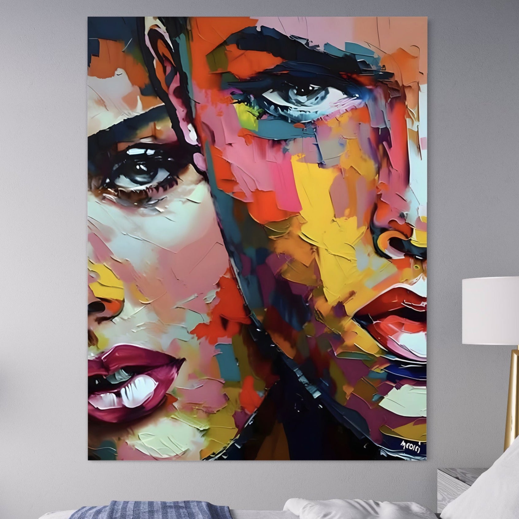 Tablou Canvas Premium LuxCanva® B1113, El Si Ea , Culori, Living, Fata, Baiat, Dormitor, Iubire, Priviri, Chipuri, Culori Vibrante