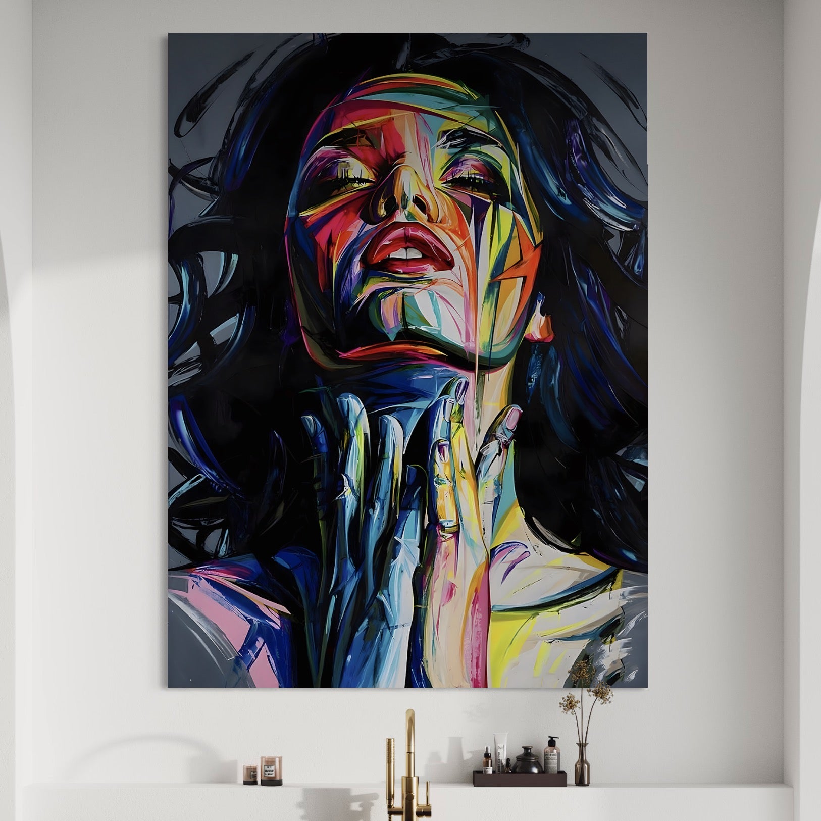 Tablou Canvas Premium LuxCanva® B1110, Femeia Senzuala,Living, Abstract, Multicolor, Femeie, Sexy, Par Lung, Dormitor, Senzualitate, Culori Vibrante