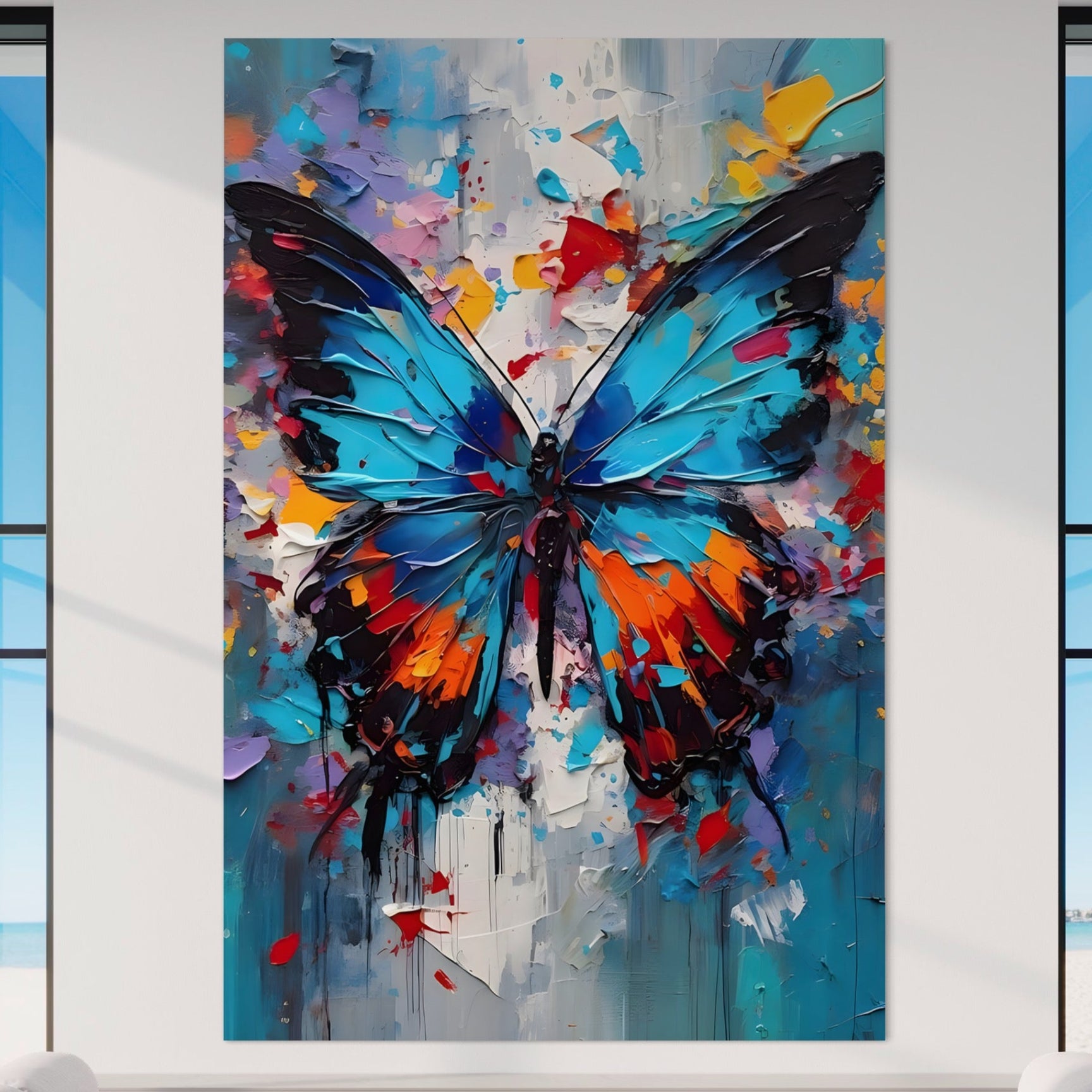 Tablou Canvas Premium LuxCanva® B1109, Fluturele Albastru , Living, Fluture, Albastru, Colorat, Aripi, Culori Vibrante