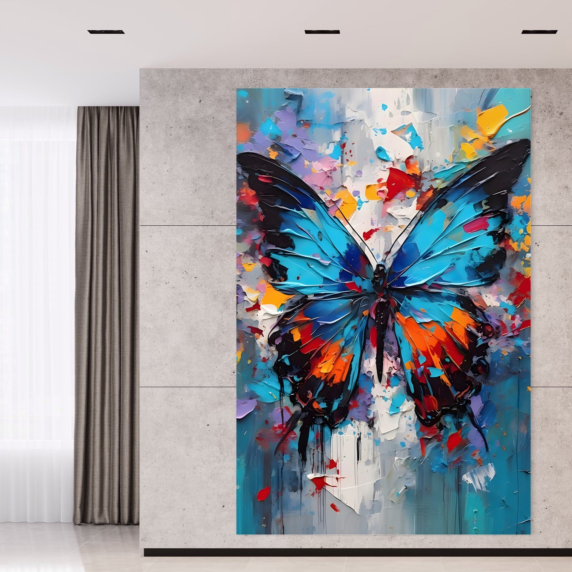 Tablou Canvas Premium LuxCanva® B1109, Fluturele Albastru , Living, Fluture, Albastru, Colorat, Aripi, Culori Vibrante