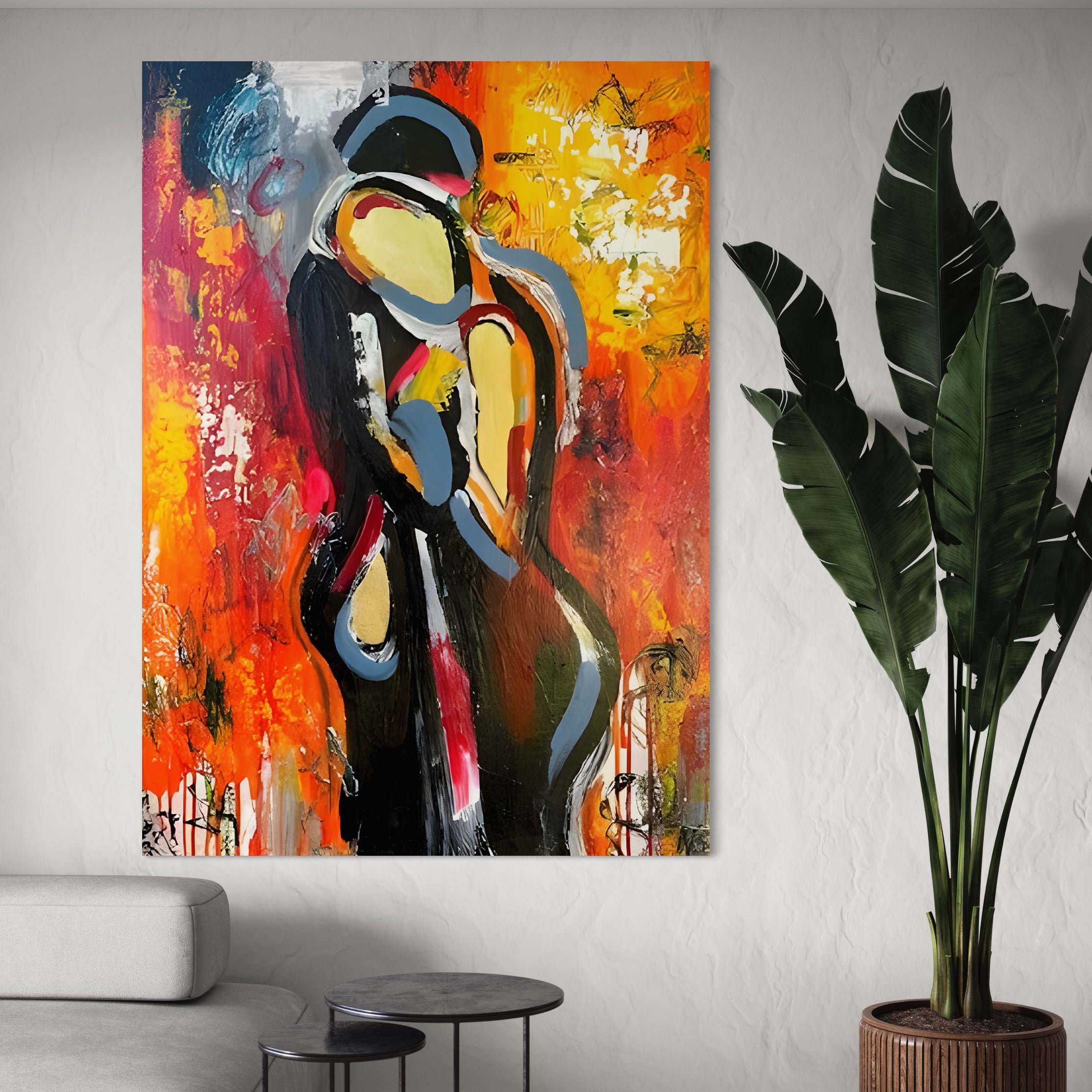 Tablou Canvas Premium LuxCanva® B1105, Iubire Pasionala , Living, Amor, El, Ea, Dragoste, Imbratisare, Cuplu, Indragostiti, Dormitor, Culori Vibrante