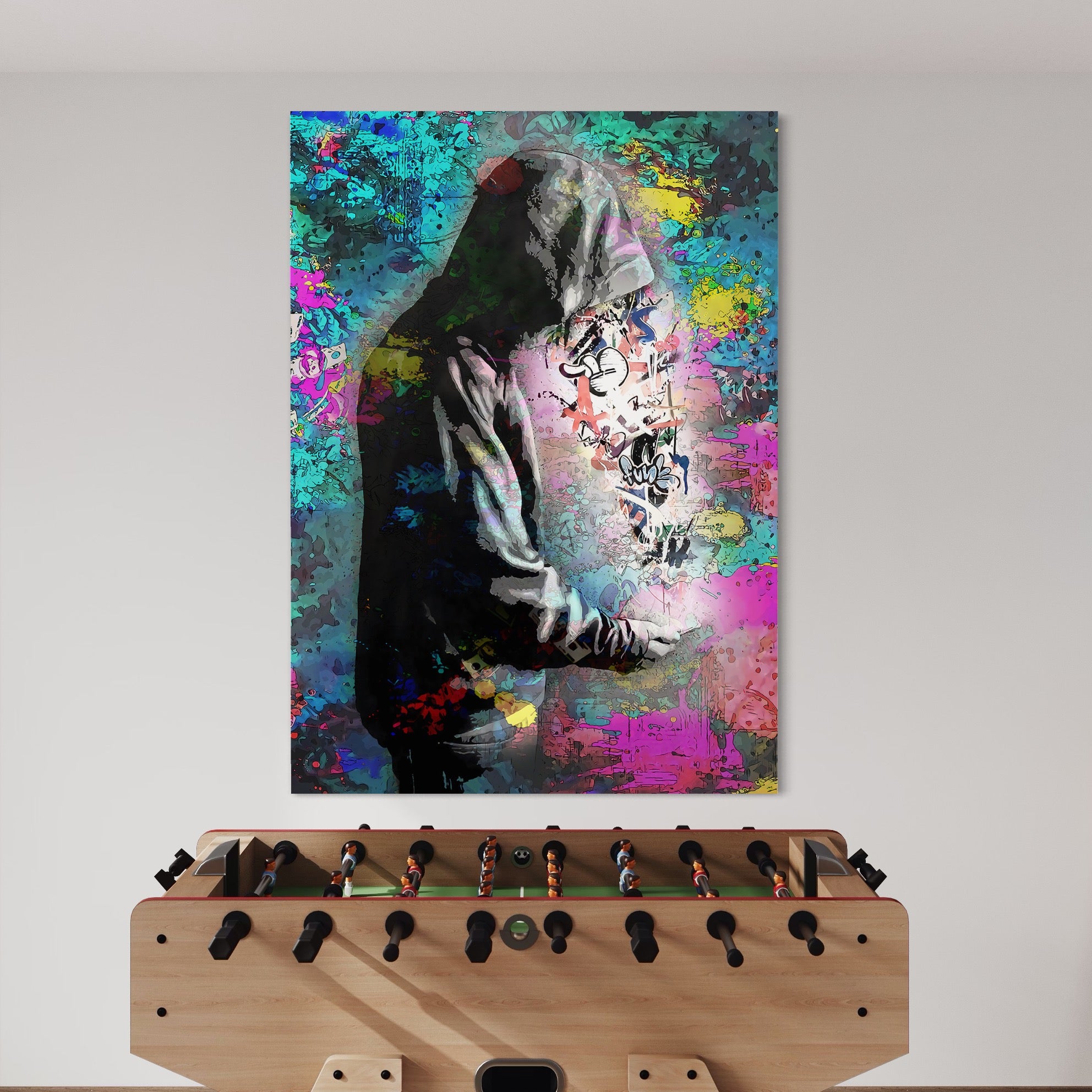 Tablou Canvas Premium LuxCanva® B1101, Grafitti Boy , Dormitor, Tanar, Baiat, Telefon, Mesaje, Living, Culori Vibrante