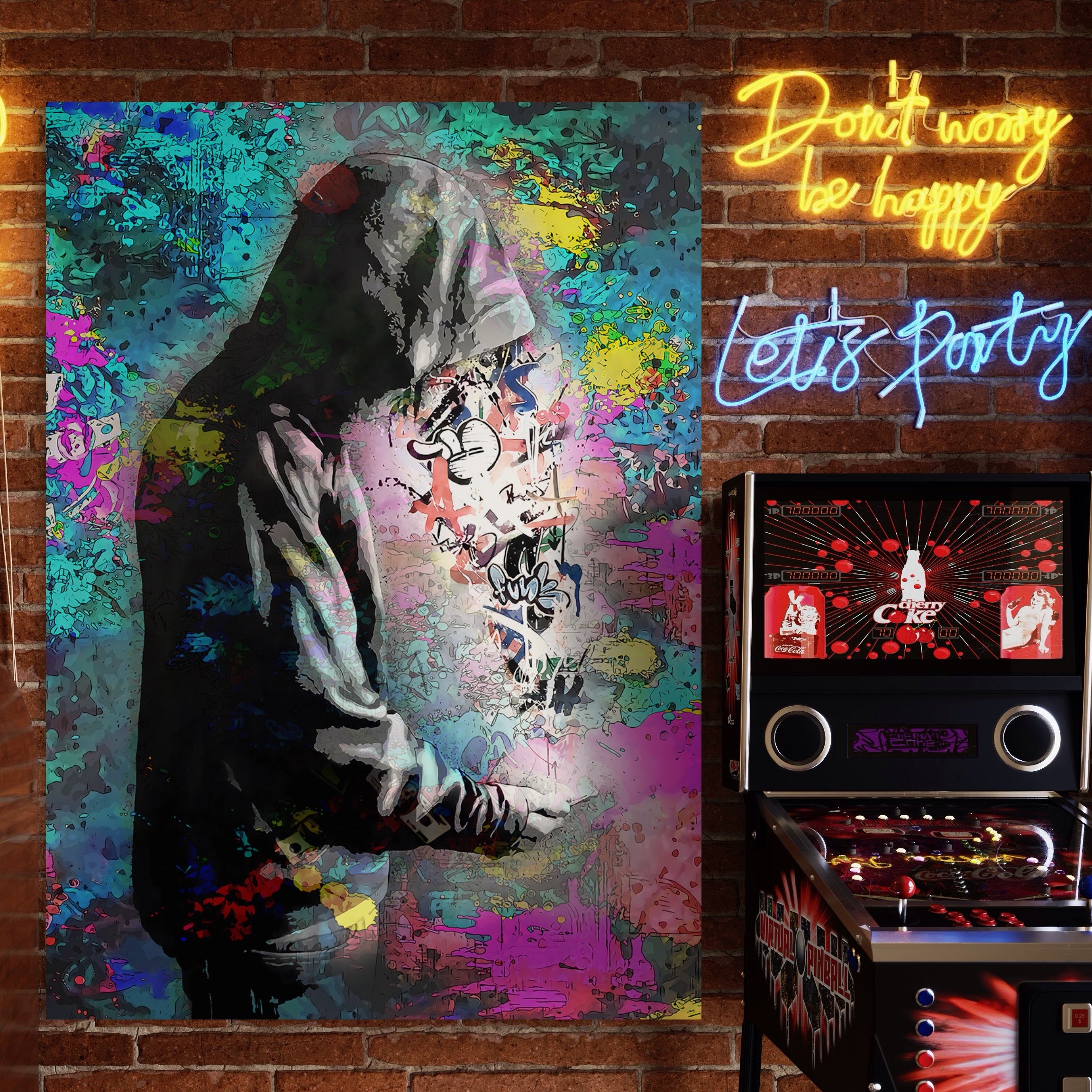 Tablou Canvas Premium LuxCanva® B1101, Grafitti Boy , Dormitor, Tanar, Baiat, Telefon, Mesaje, Living, Culori Vibrante