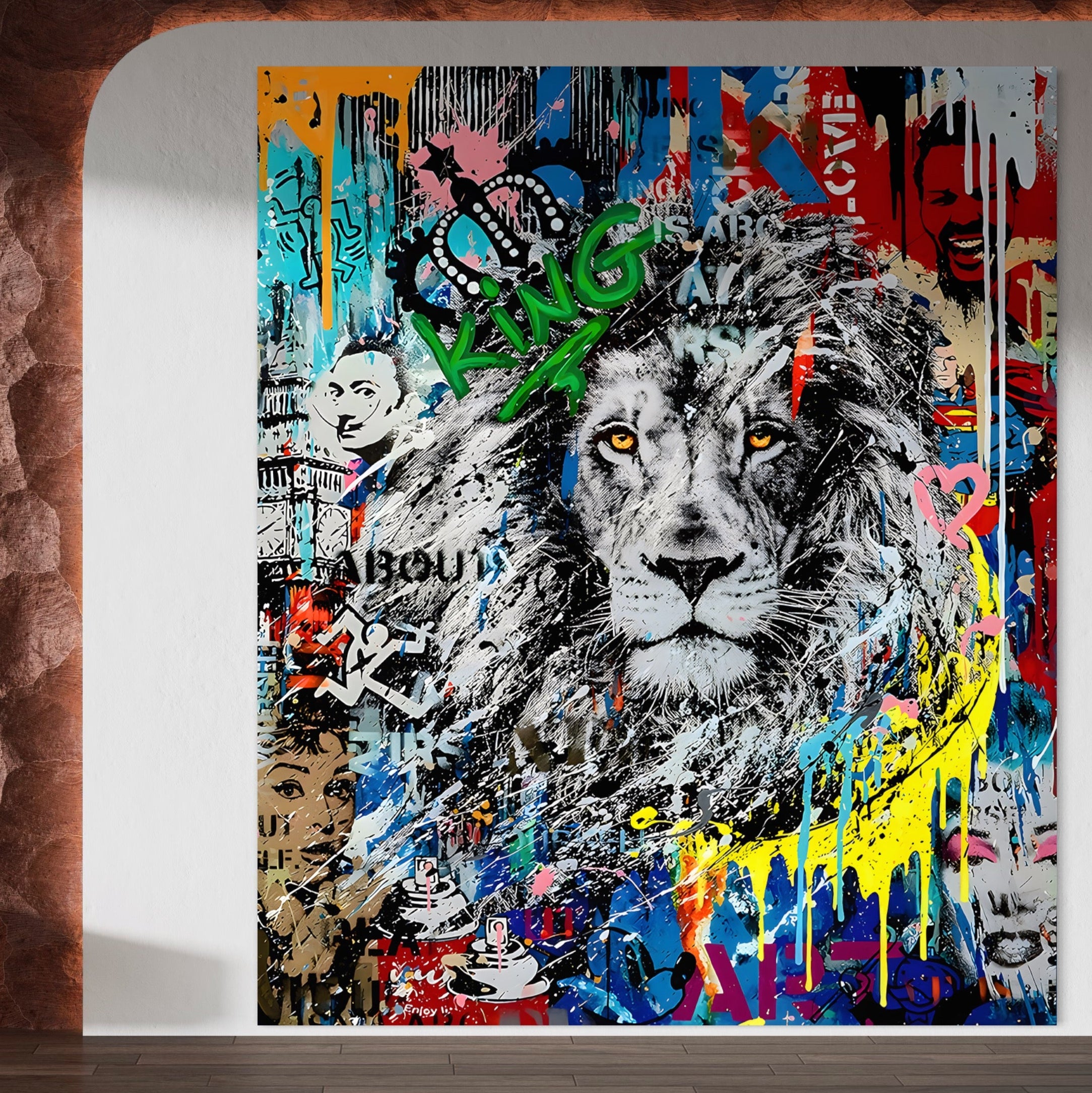 Tablou Canvas Premium LuxCanva® B1093, Leul de la Hollywood , Living, Vedere, Cinema, Colorat, King, Dormitor, Audrey Hepburn, Celebritati, Culori Vibrante