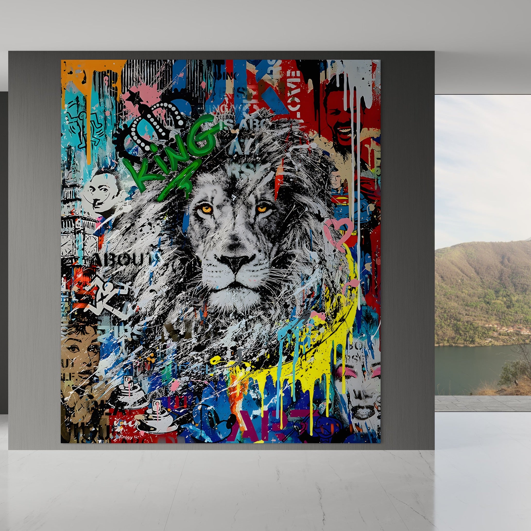 Tablou Canvas Premium LuxCanva® B1093, Leul de la Hollywood , Living, Vedere, Cinema, Colorat, King, Dormitor, Audrey Hepburn, Celebritati, Culori Vibrante