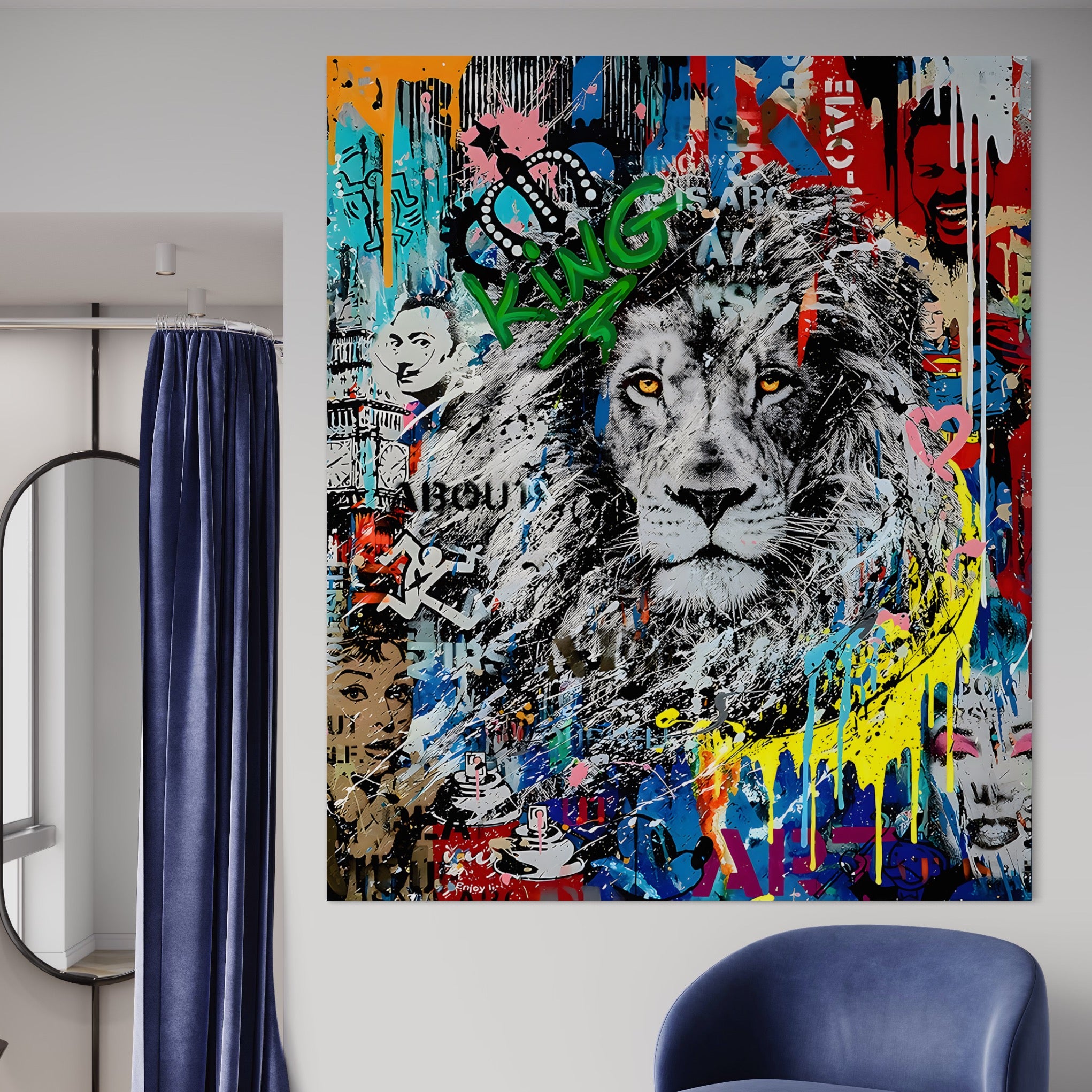 Tablou Canvas Premium LuxCanva® B1093, Leul de la Hollywood , Living, Vedere, Cinema, Colorat, King, Dormitor, Audrey Hepburn, Celebritati, Culori Vibrante