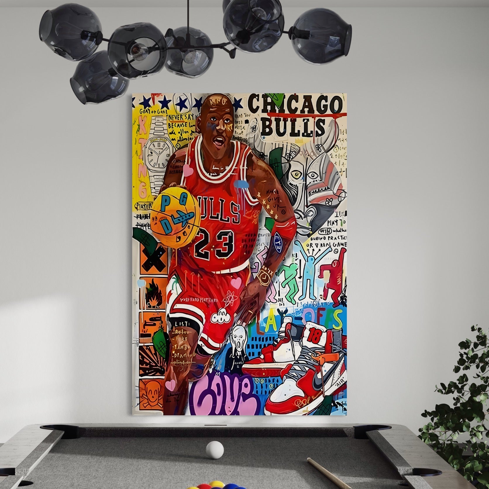 Tablou Canvas Premium LuxCanva® B1090, Marele Michael Jordan , Birou, Jucator Profesionist, Baschet, NBA, Camera copii, Chicago Bulls, Culori Vibrante
