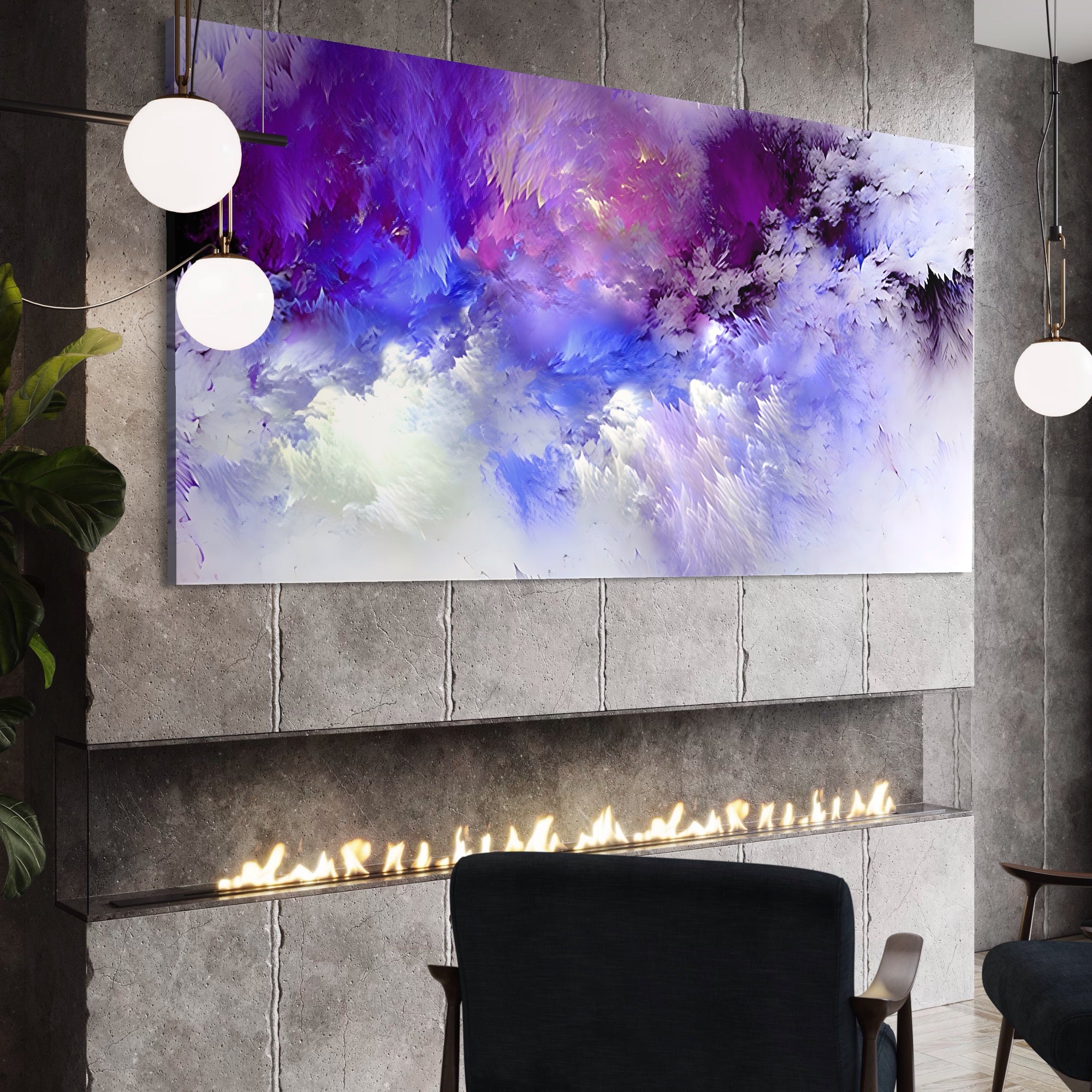 Tablou Canvas Premium LuxCanva® B1083, Dansul Culorilor ,  Living, Abstract, Visare, Dormitor, Mov, Liniste, Albastru, Culori Vibrante