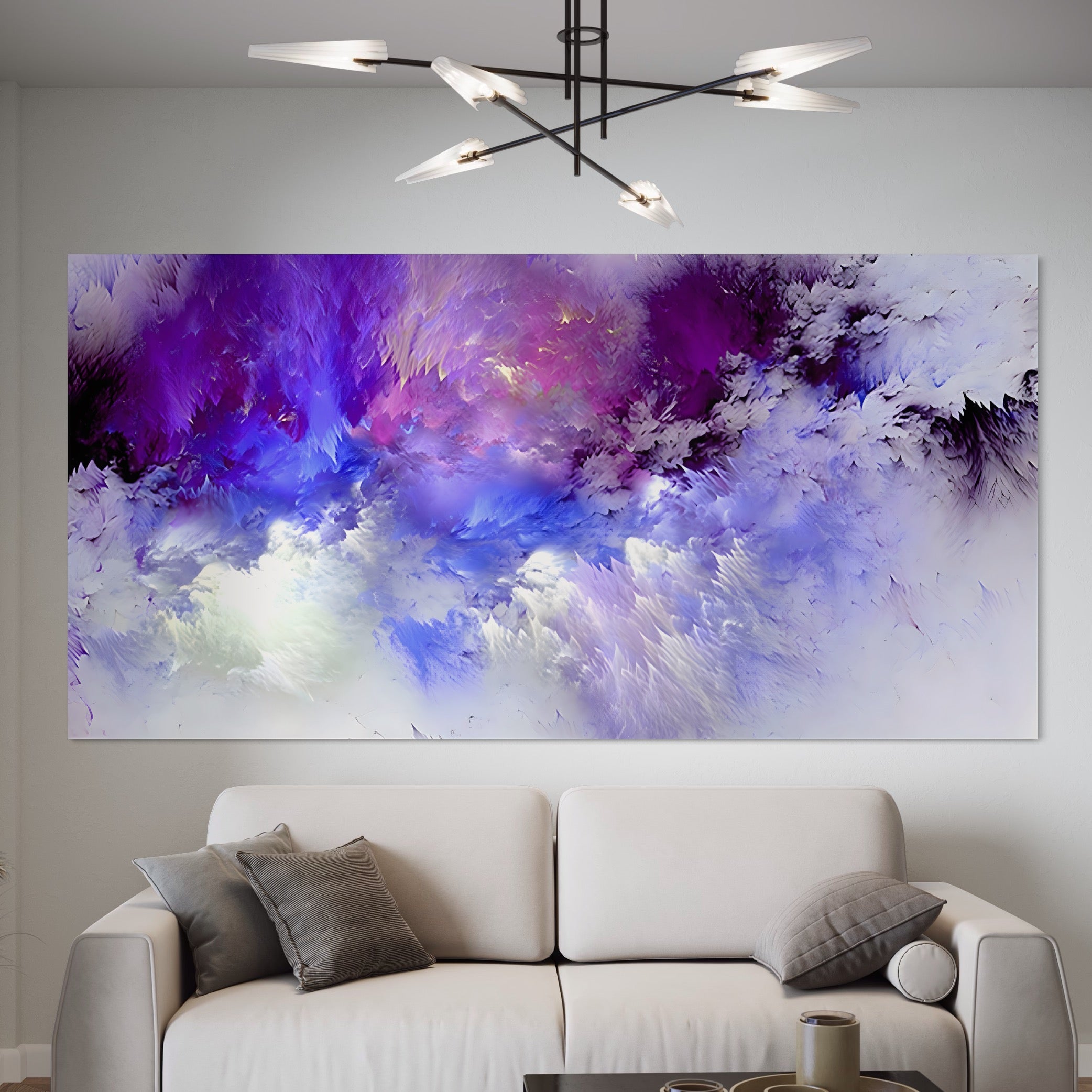 Tablou Canvas Premium LuxCanva® B1083, Dansul Culorilor ,  Living, Abstract, Visare, Dormitor, Mov, Liniste, Albastru, Culori Vibrante