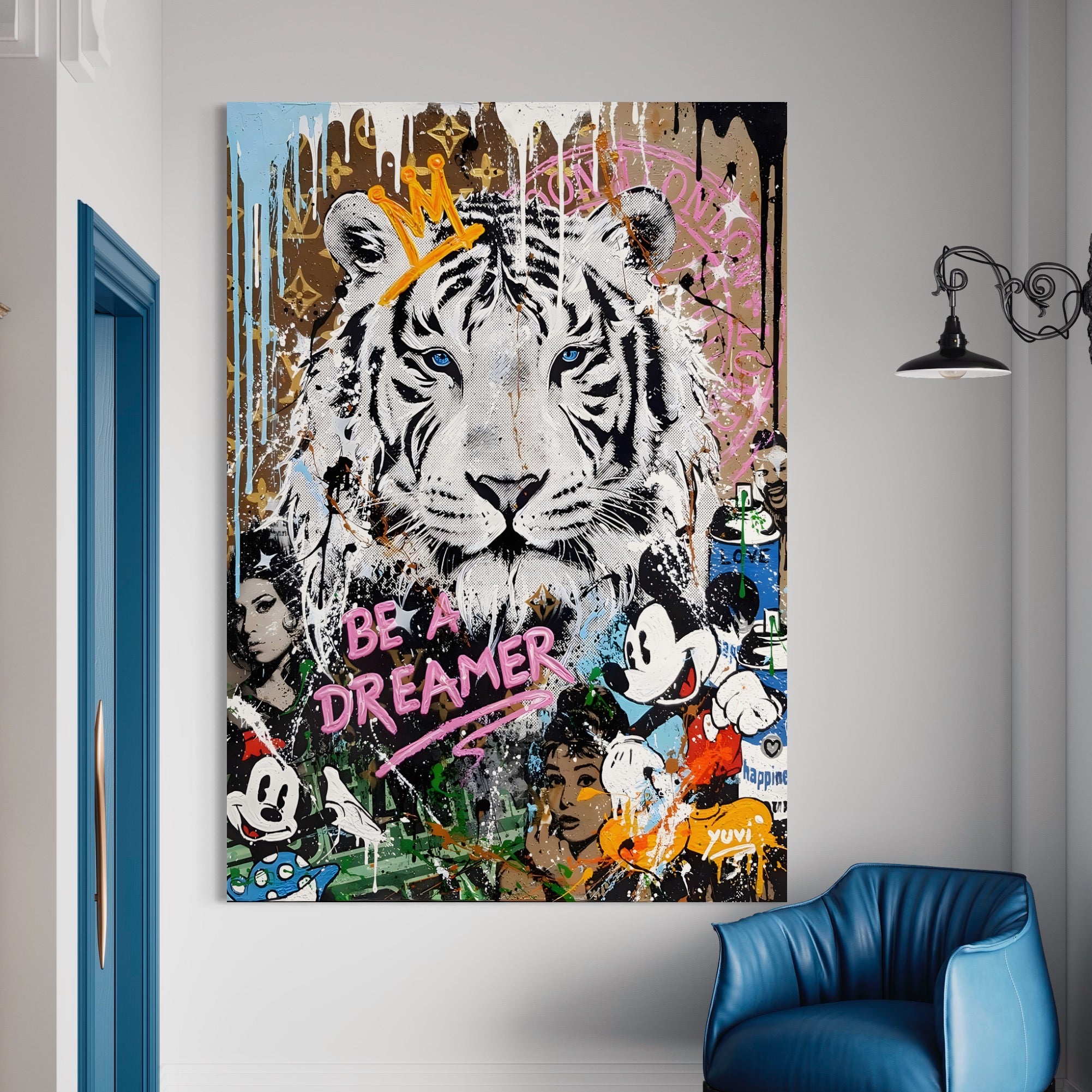 Tablou Canvas Premium LuxCanva® B1081, Be A Dreamer , Living, Tigru, Amy Jade Winehouse, Dormitor, Audrey Hepburn, Mickey, Personaje, Film, Muzica, Culori Vibrante