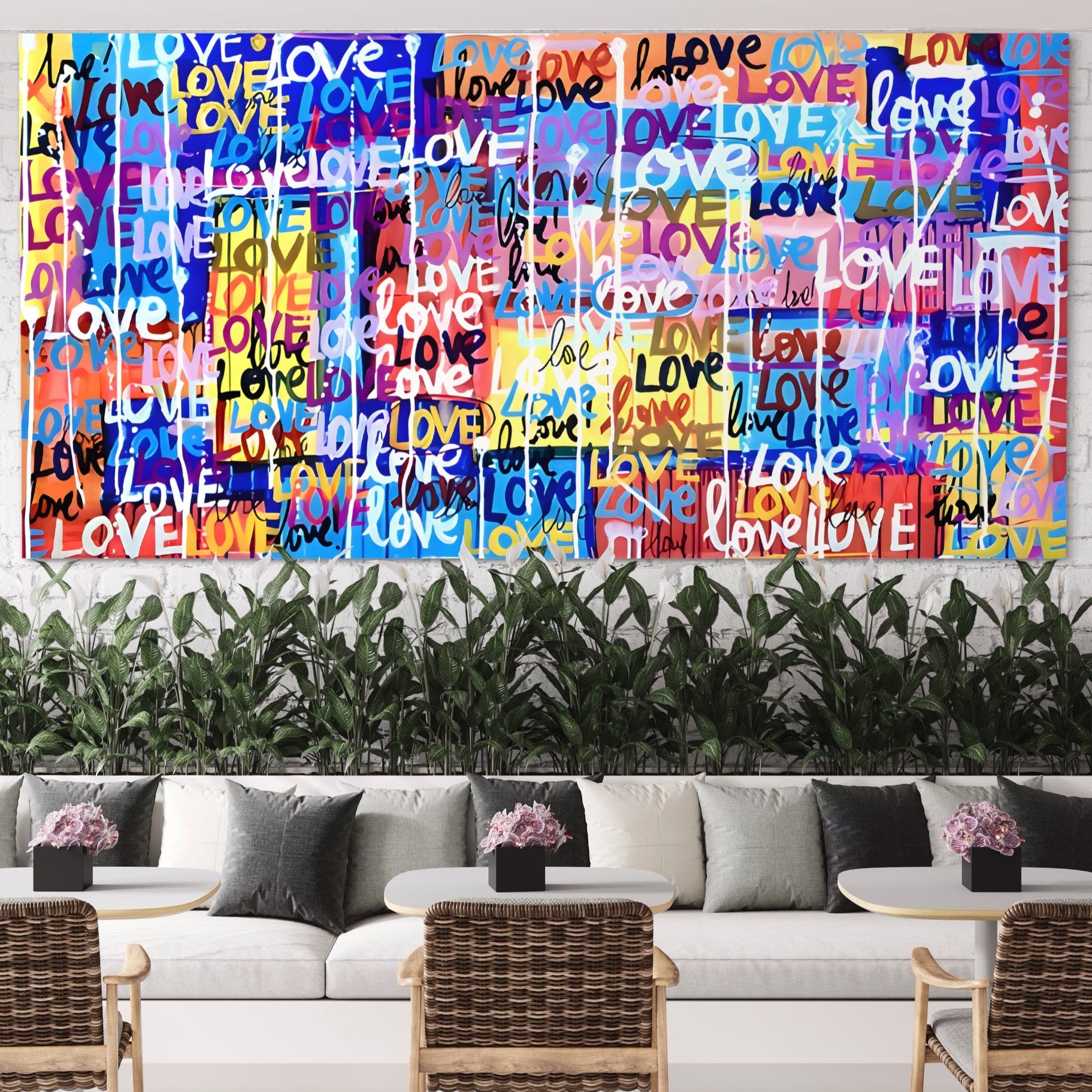 Tablou Canvas Premium LuxCanva® B1080, Iubire , Living, Graffiti, Dragoste, Iubire, Dormitor, Culori Vibrante
