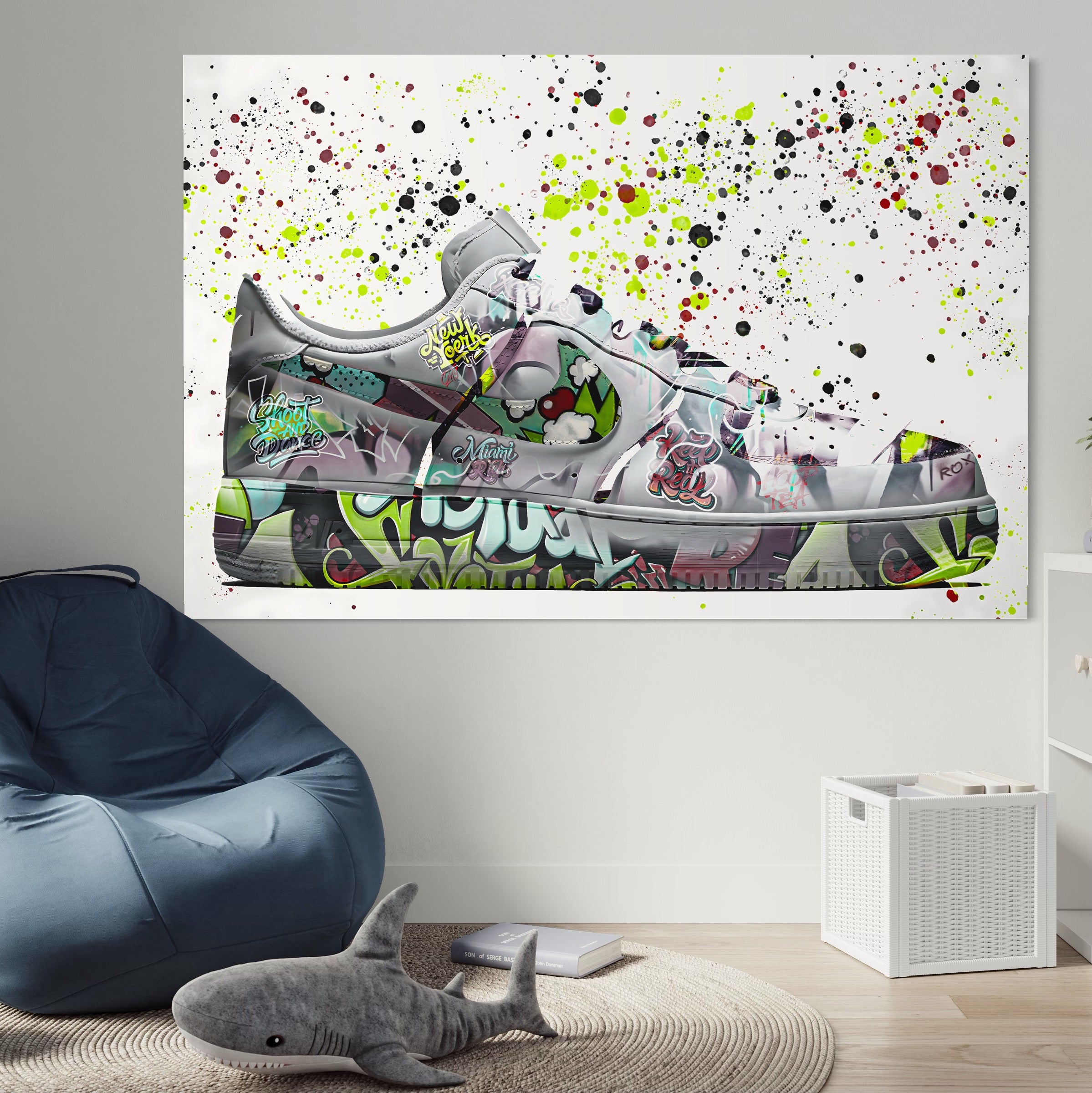 Tablou Canvas Premium LuxCanva® B1076, Air Force 1 , Decorativ, Camera Copii, Nike, America, Baschet, Dormitor, Sport, Incaltaminte, Culori Vibrante