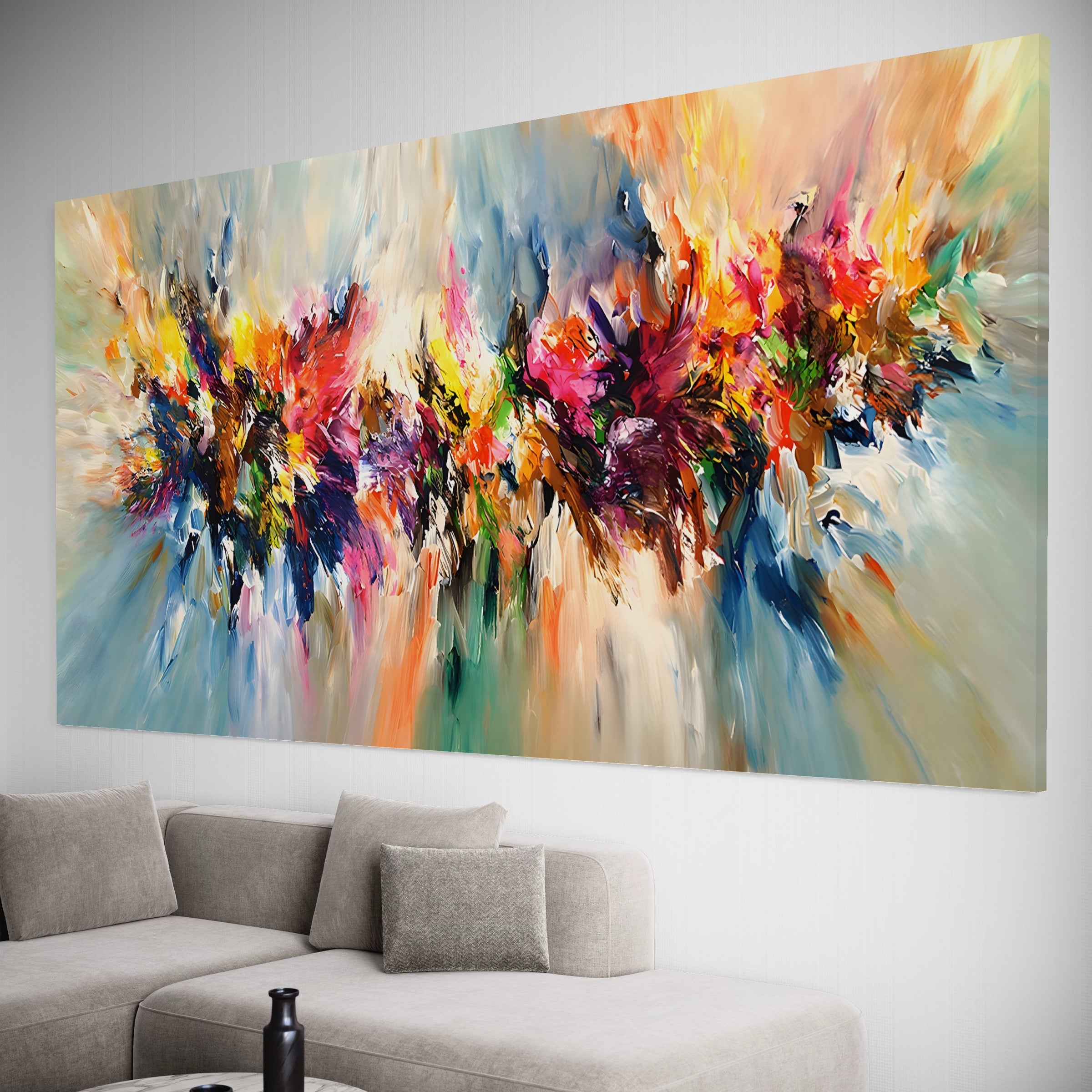 Tablou Canvas Premium LuxCanva® B1073, Dansul culorilor , Decorativ, Dormitor, Culori, Living, Fericire, Culori Vibrante