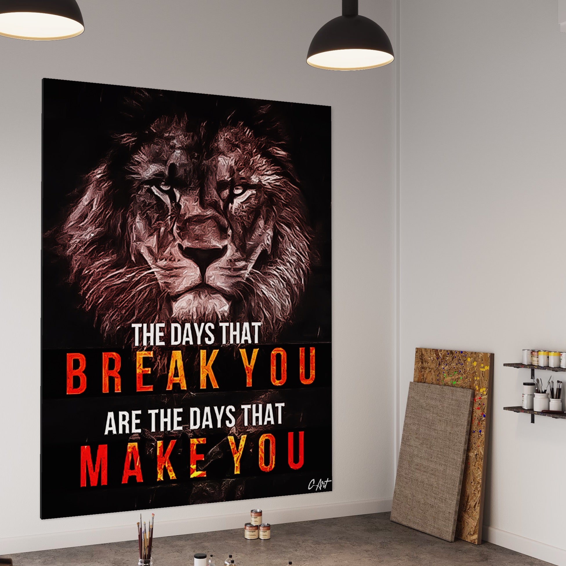 Tablou Canvas Premium LuxCanva® B1040, The Days , Living, Birou, Inspirational, Leu, Rege, Savana, Culori Vibrante