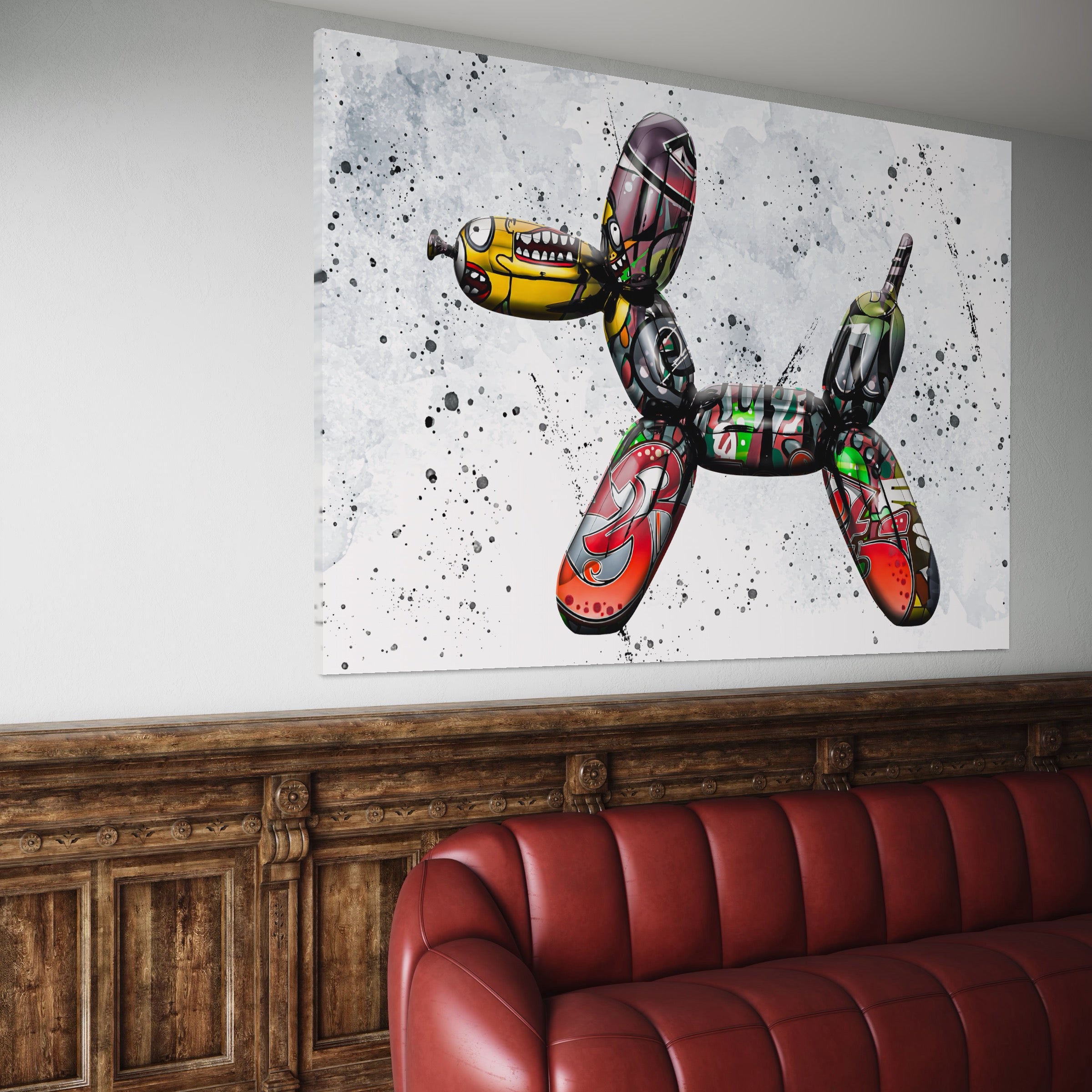 Tablou Canvas Premium LuxCanva® B1043, Pop Art Dog Balloon , Dormitor, Copii, Caine, Balon, Culori Vibrante