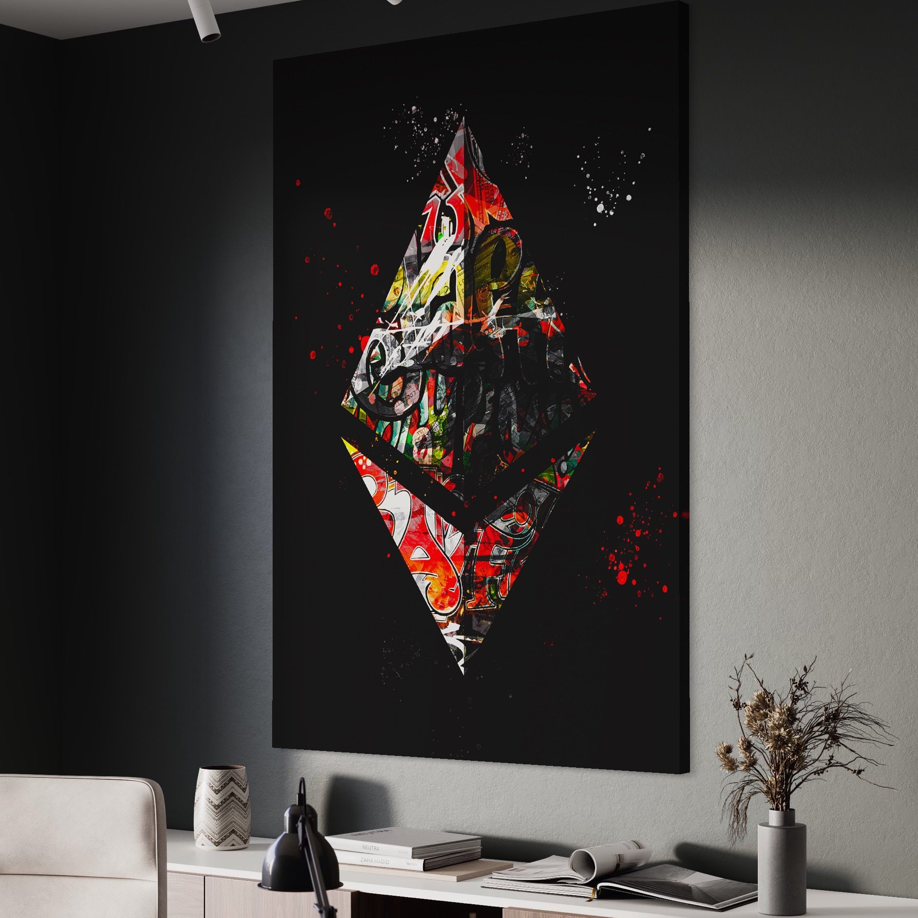 Tablou Canvas Premium LuxCanva® B1056, Ethereum , Decorativ, Birou, Crypto, Bursa, Financiar, Blockchain, Smart, Culori Vibrante