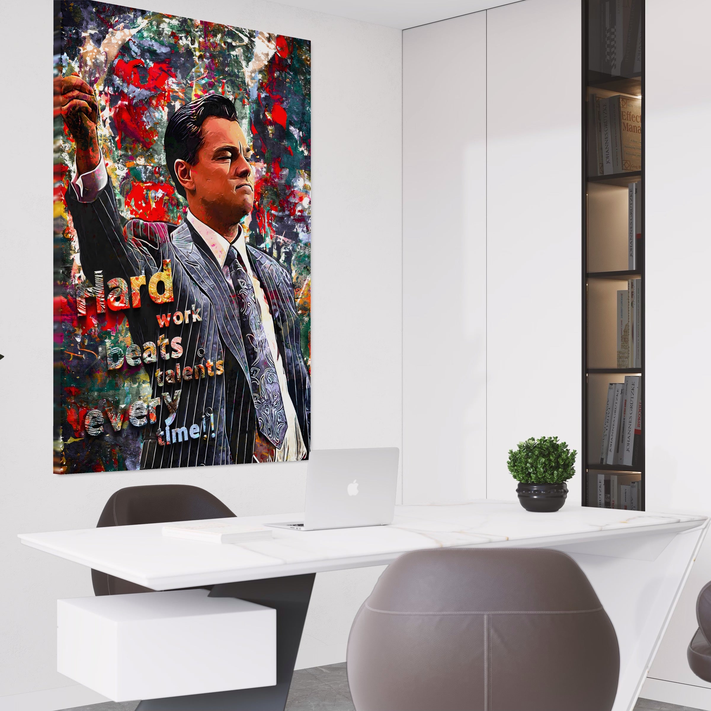 Tablou Canvas Premium LuxCanva® B1055, The Wolf of Wall Street , Decorativ, Living, Film, Bursa, Oscar, DiCaprio, Motivational, Culori Vibrante