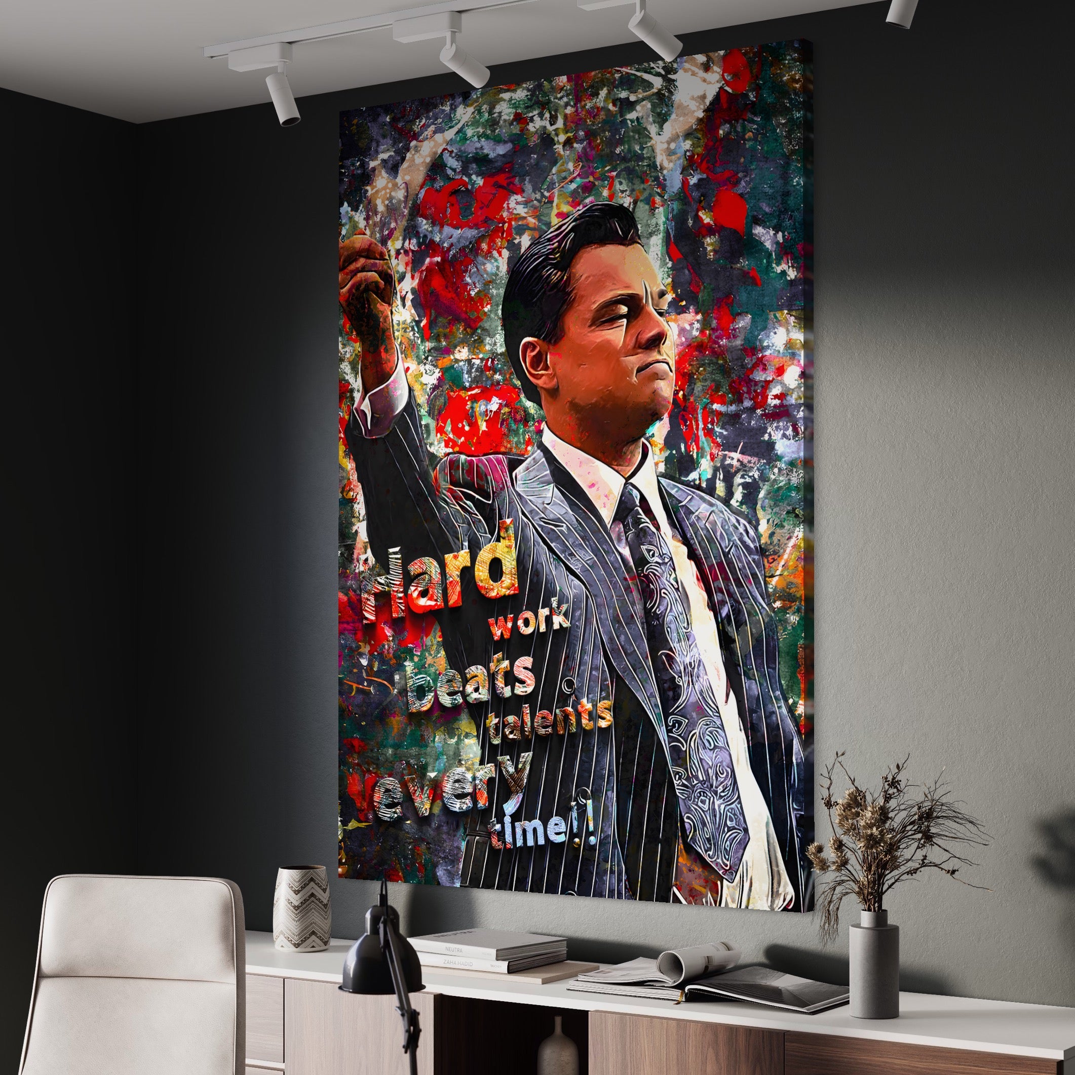 Tablou Canvas Premium LuxCanva® B1055, The Wolf of Wall Street , Decorativ, Living, Film, Bursa, Oscar, DiCaprio, Motivational, Culori Vibrante