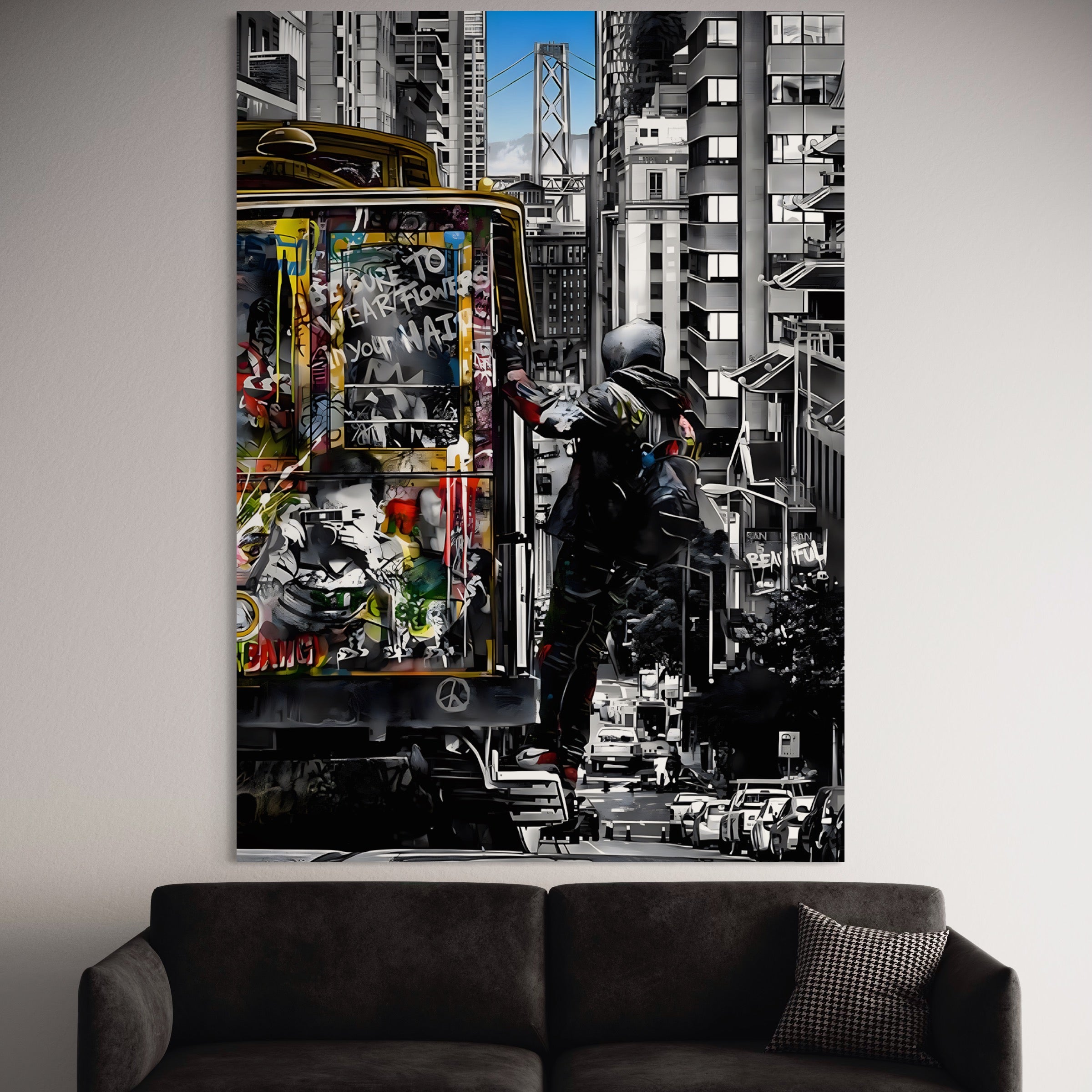 Tablou Canvas Premium LuxCanva® B1054, Calator prin oras , Decorativ, Living, Calator, San Francisco, Oras, Culori Vibrante
