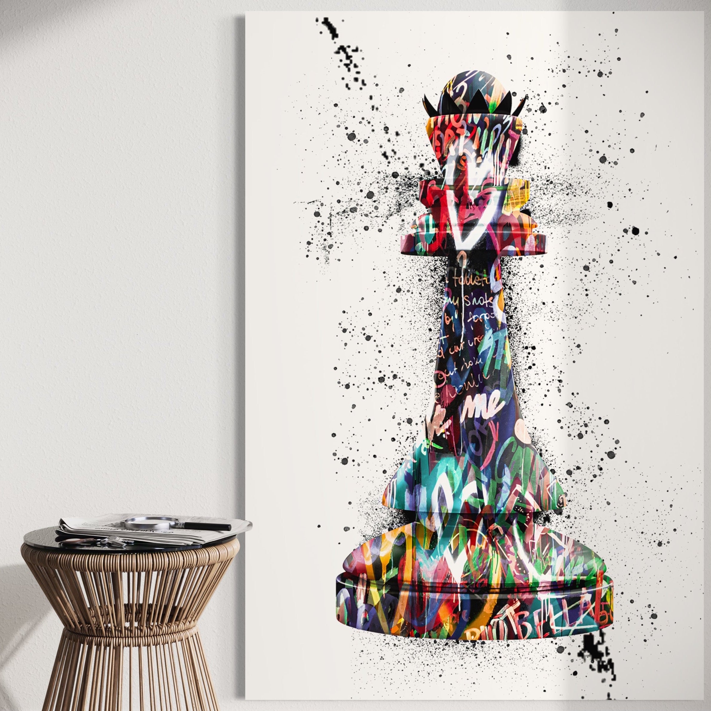 Tablou Canvas Premium LuxCanva® B1048, Chess Queen , Dormitor, Living, Iubire, Regina, Sah, Bella, Multicolor, Culori Vibrante