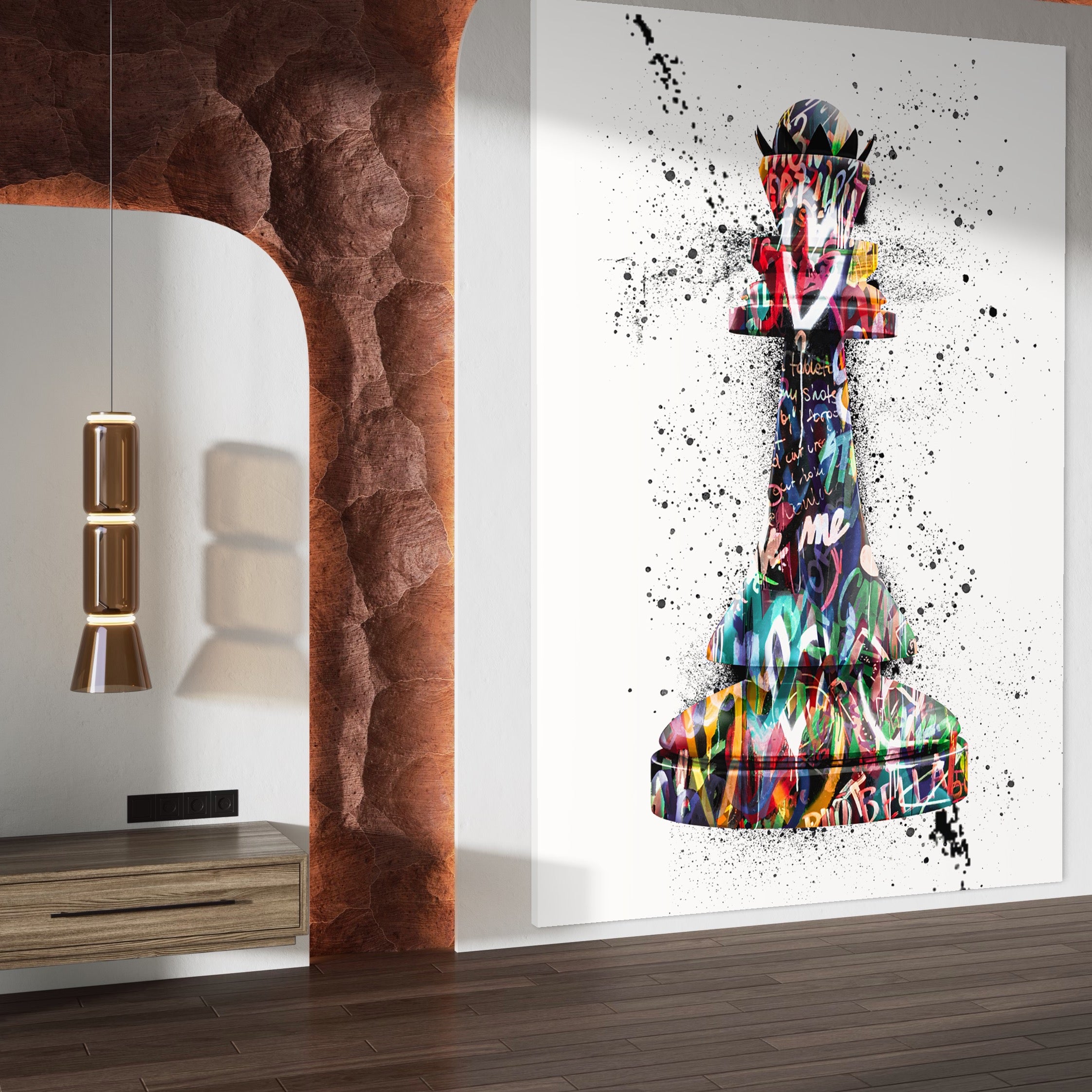 Tablou Canvas Premium LuxCanva® B1048, Chess Queen , Dormitor, Living, Iubire, Regina, Sah, Bella, Multicolor, Culori Vibrante