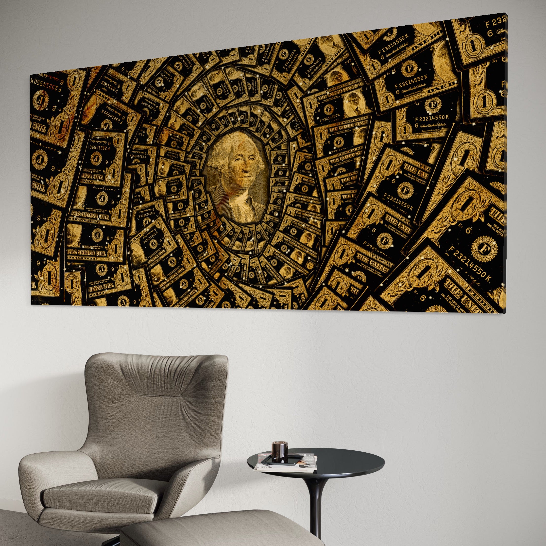 Tablou Canvas Premium LuxCanva® B1034, George Washington , Decorativ, Presedinte, America, Dolari, Culori Vibrante