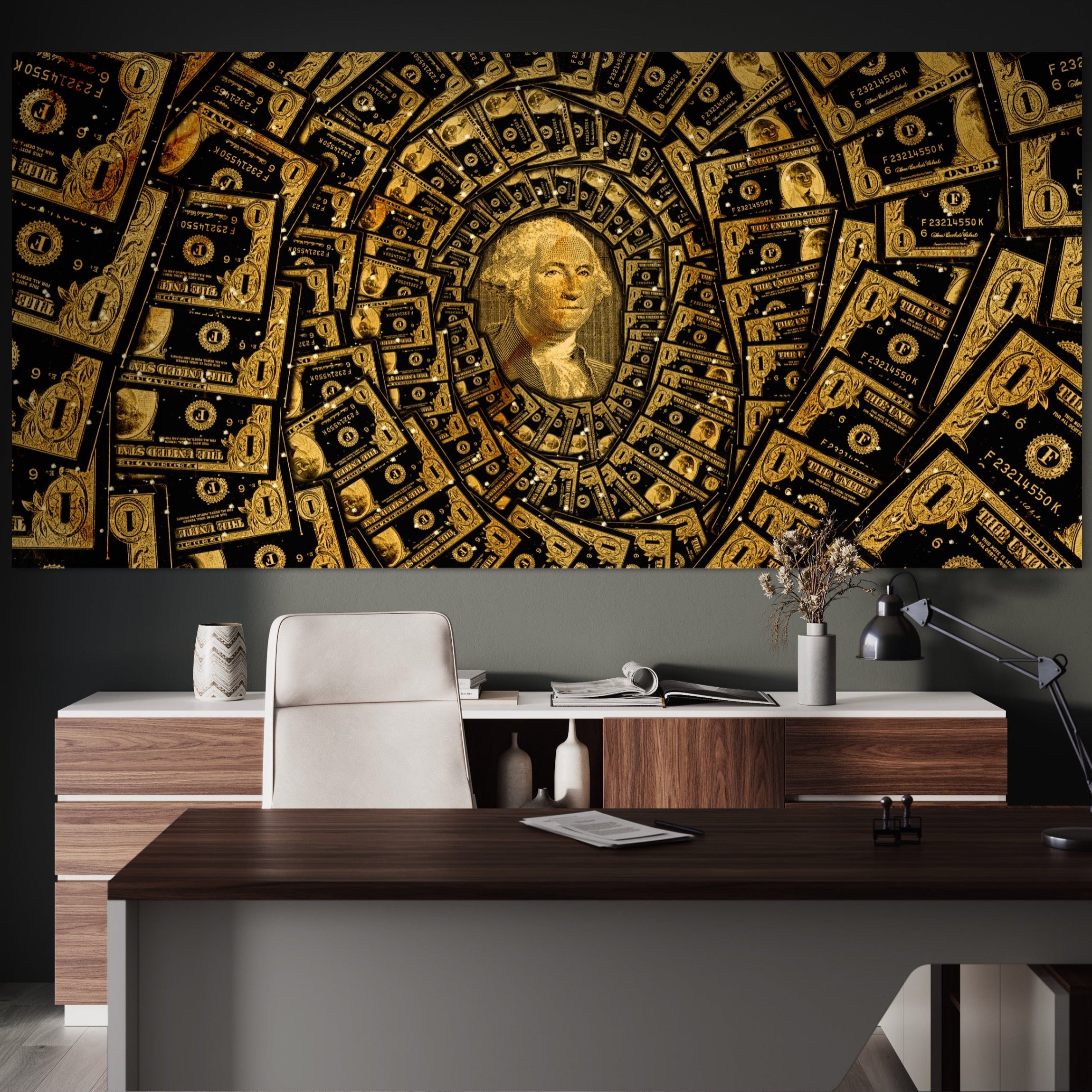 Tablou Canvas Premium LuxCanva® B1034, George Washington , Decorativ, Presedinte, America, Dolari, Culori Vibrante