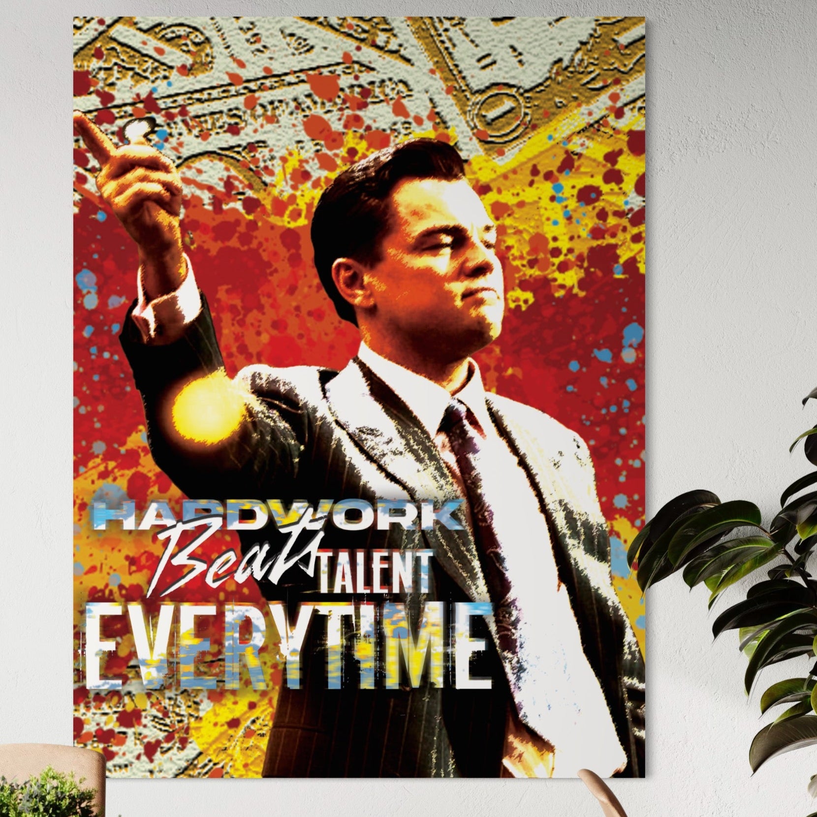 Tablou Canvas Premium LuxCanva® B1027, Wall Street ,  Decorativ, Film American, DiCaprio, Motivational, Culori Vibrante