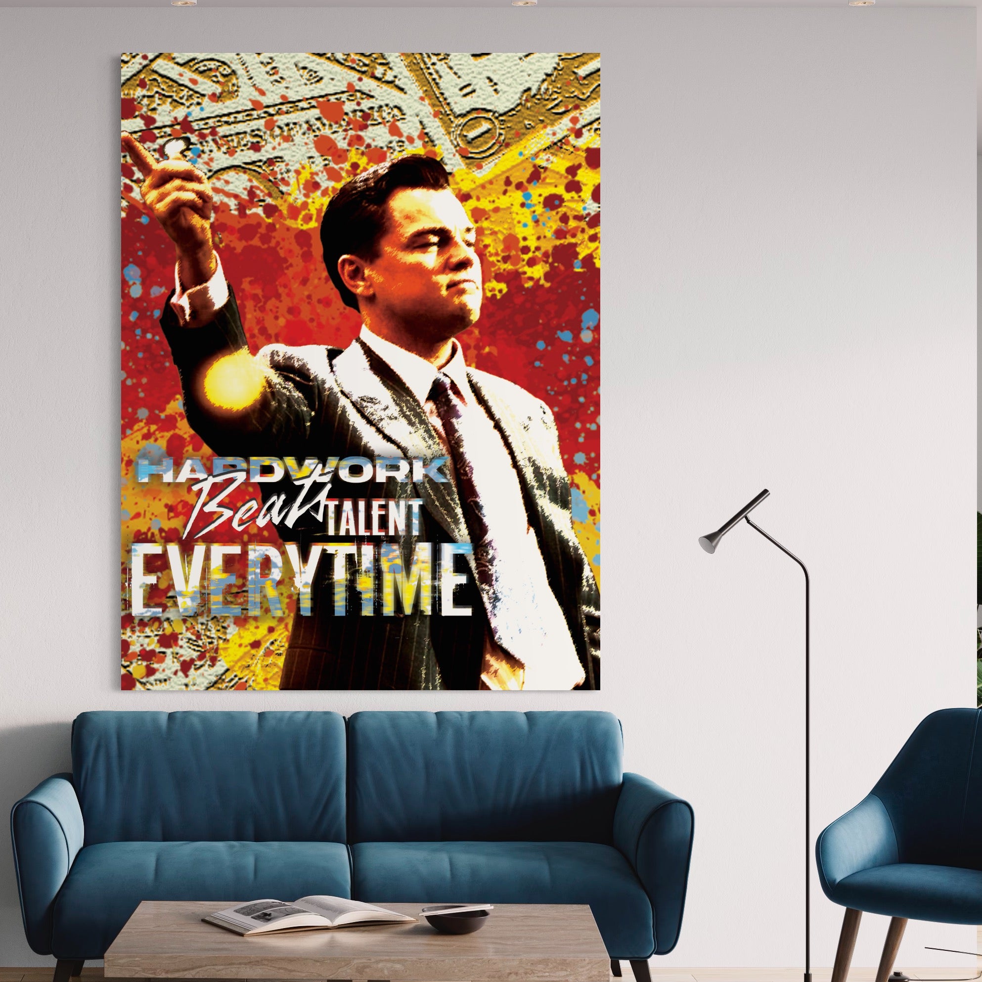Tablou Canvas Premium LuxCanva® B1027, Wall Street ,  Decorativ, Film American, DiCaprio, Motivational, Culori Vibrante