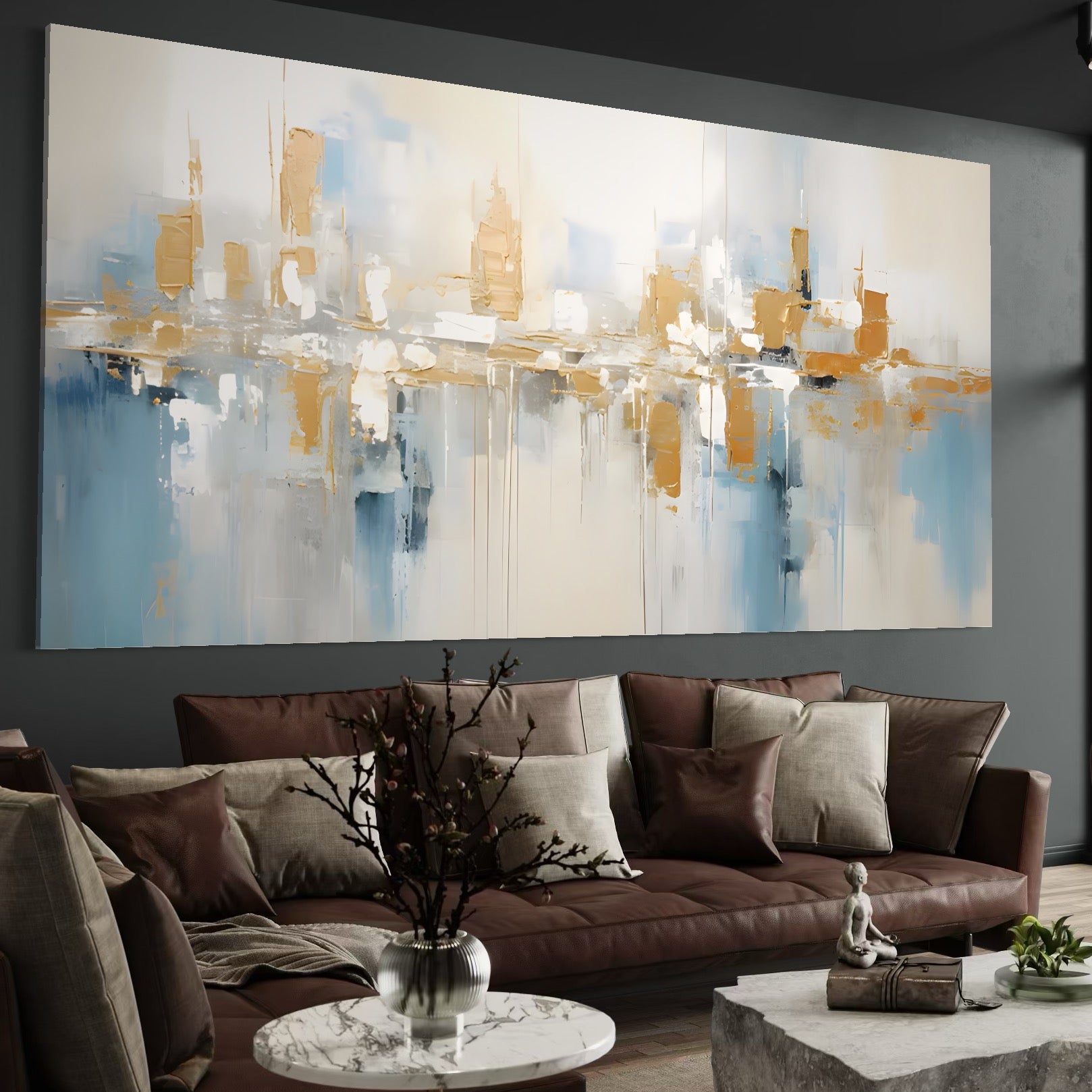 Tablou Canvas Premium LuxCanva® C1244 Abstract Paint Of Buildings , Relaxare, Living Room, Culori Vibrante