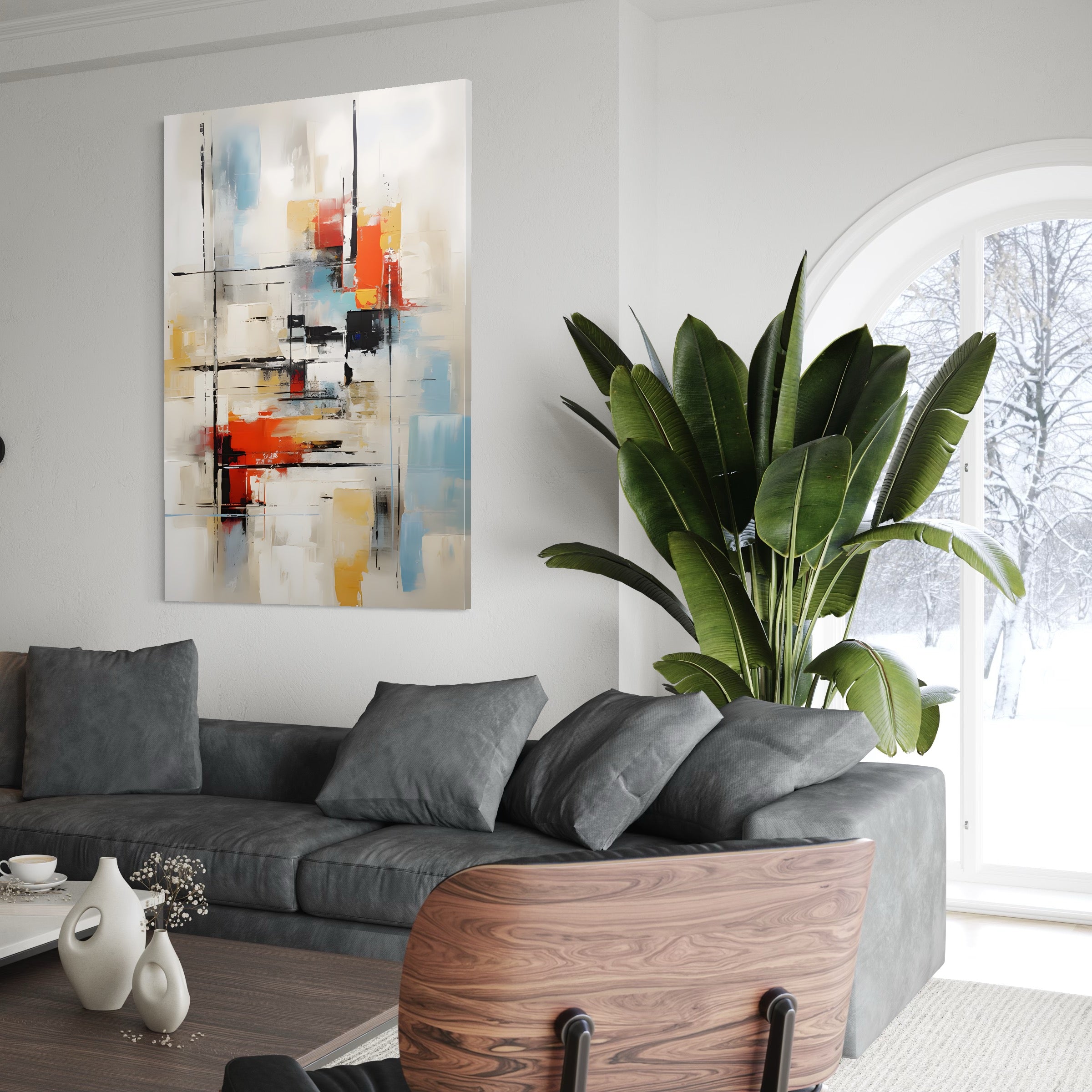 Tablou Canvas Premium LuxCanva® C1240 Lines And Colours Abstract Painting , Relaxare, Living Room, Culori Vibrante