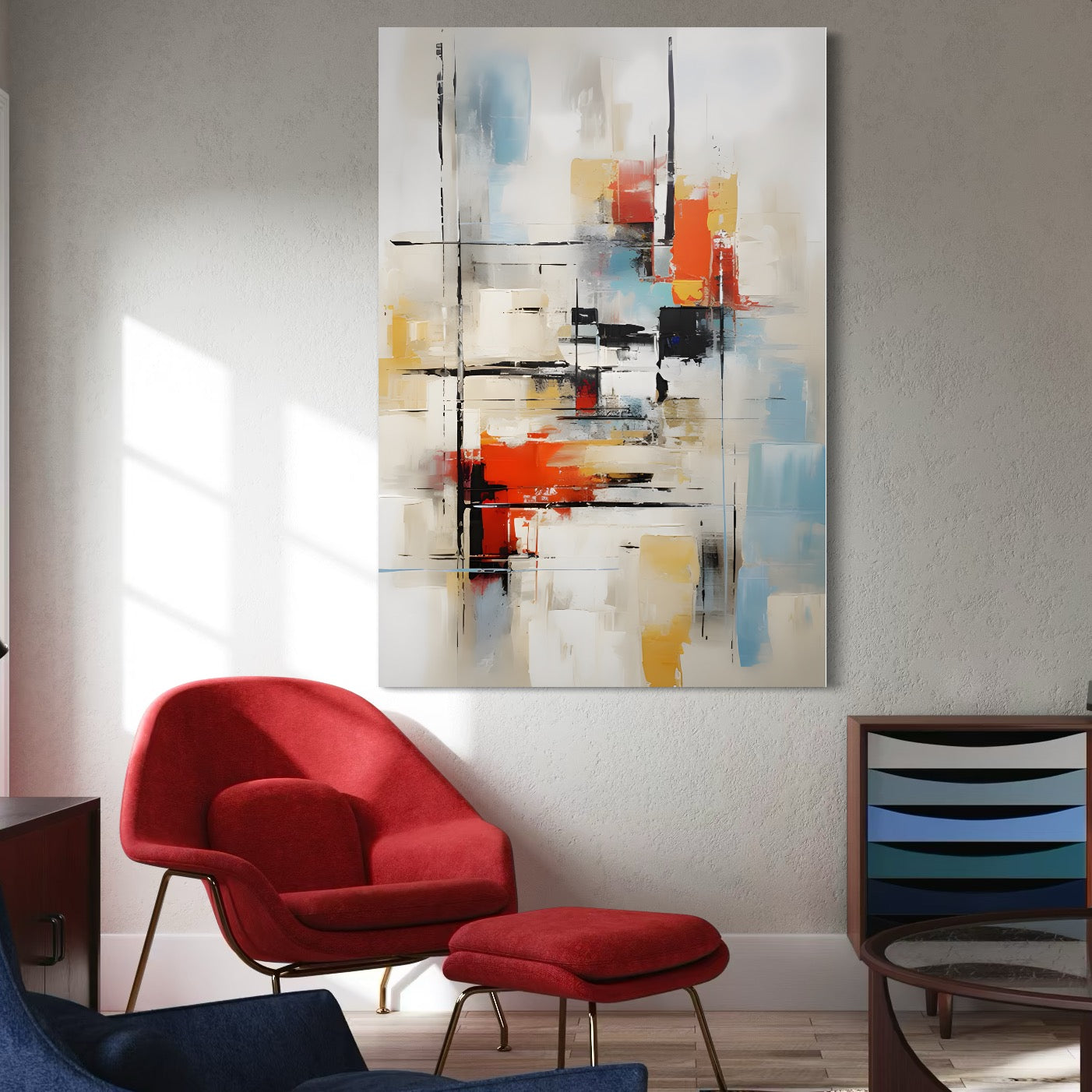 Tablou Canvas Premium LuxCanva® C1240 Lines And Colours Abstract Painting , Relaxare, Living Room, Culori Vibrante