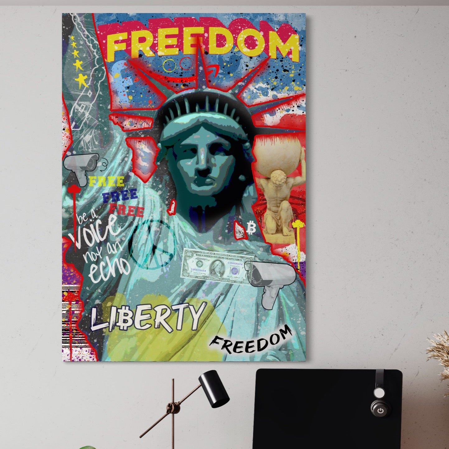 Tablou Canvas Premium LuxCanva® B1014, Statuia Libertatii , Motivational, America, Zeita Libertatii, Culori Vibrante