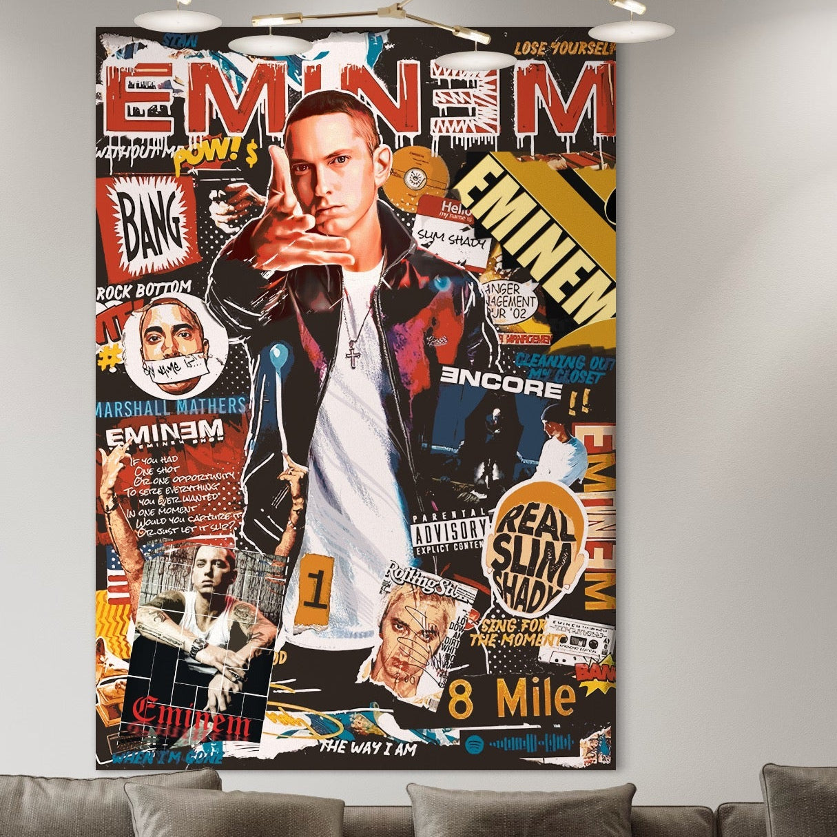 Tablou Canvas Premium LuxCanva® B1003, Eminem , Decorativ, Muzica, Vedete, Hip-Hop, Culori Vibrante