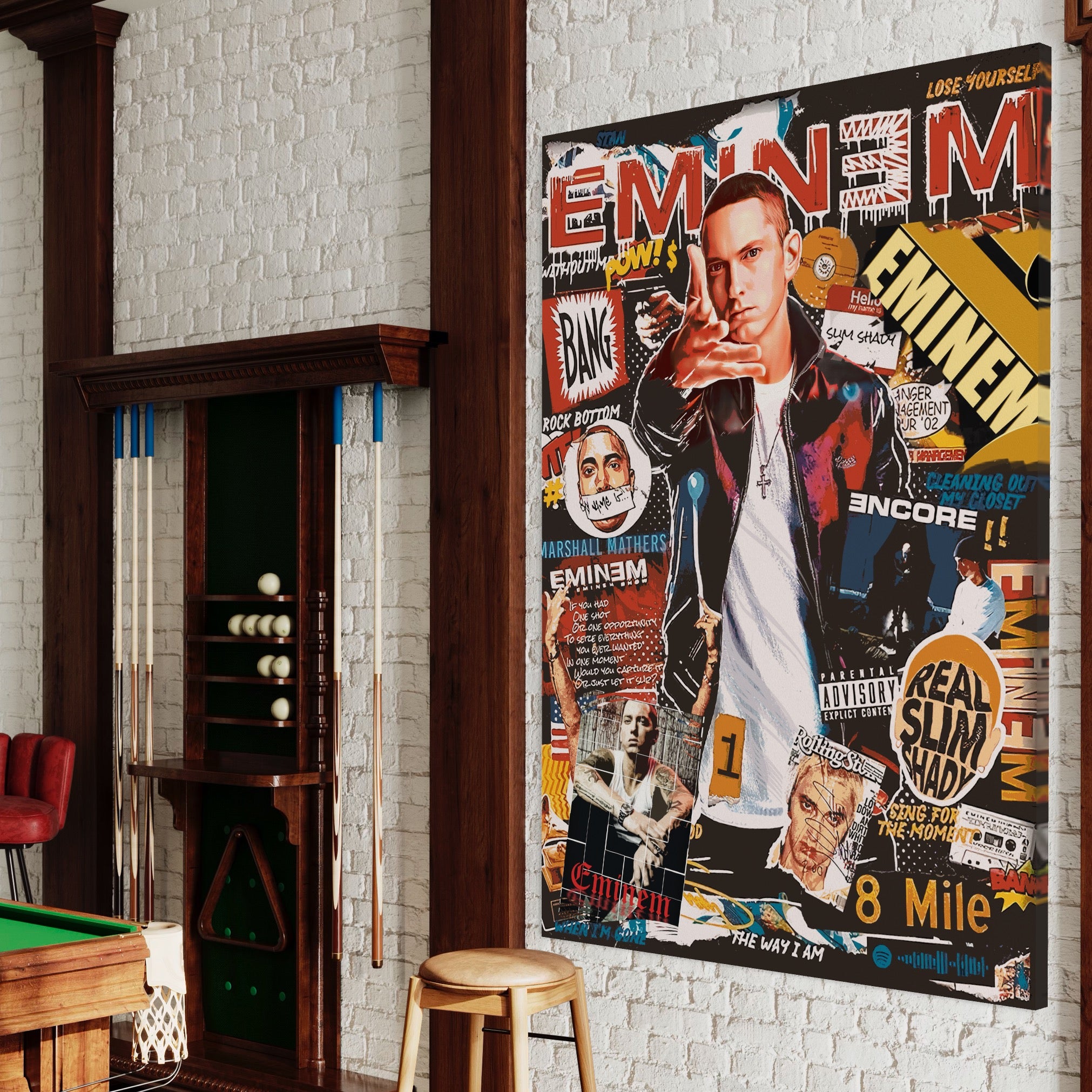 Tablou Canvas Premium LuxCanva® B1003, Eminem , Decorativ, Muzica, Vedete, Hip-Hop, Culori Vibrante