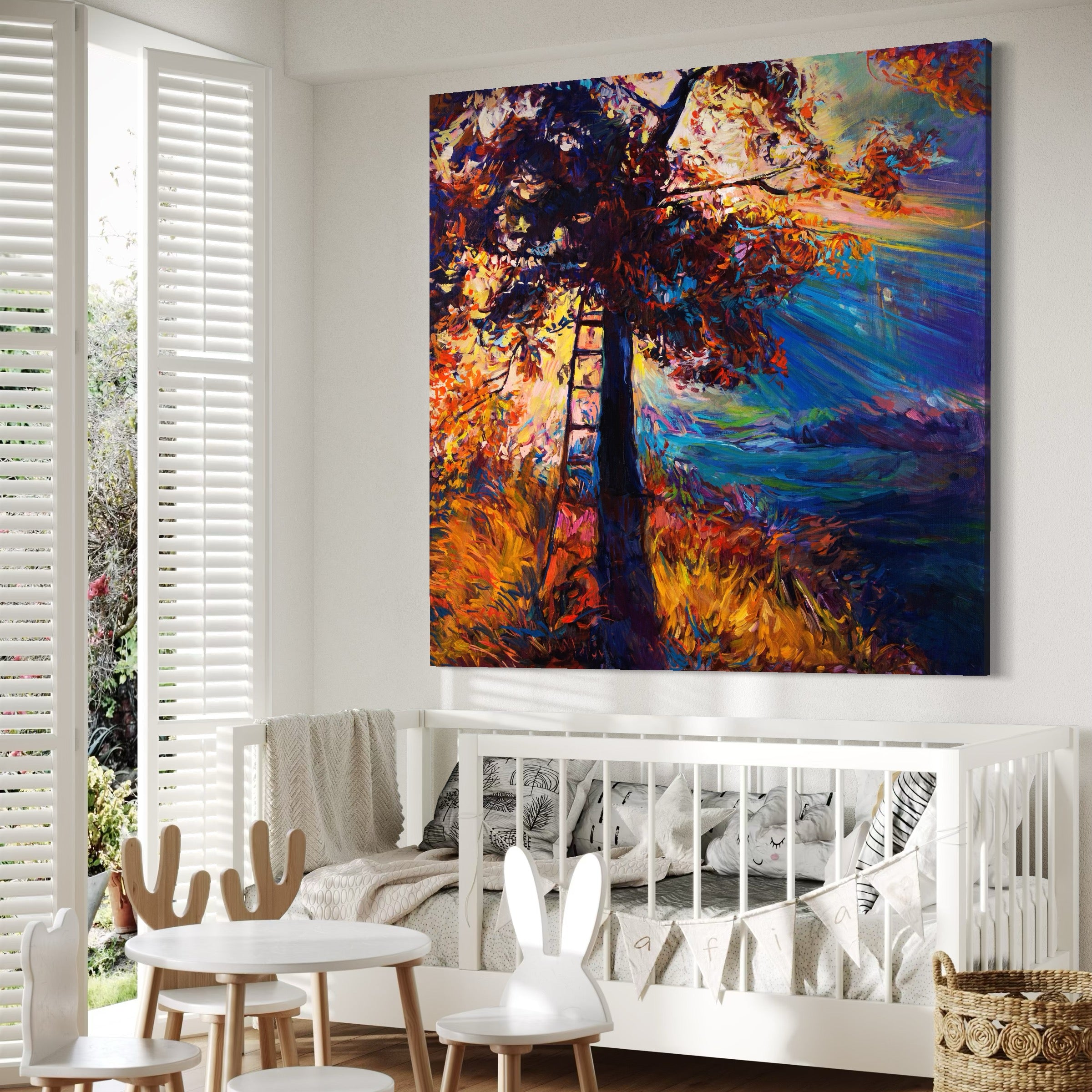 Tablou Canvas Premium LuxCanva® C1001, Copac La Rasarit ,  Living, Scara, Frunze, Cer, Dormitor, Culori Vibrante