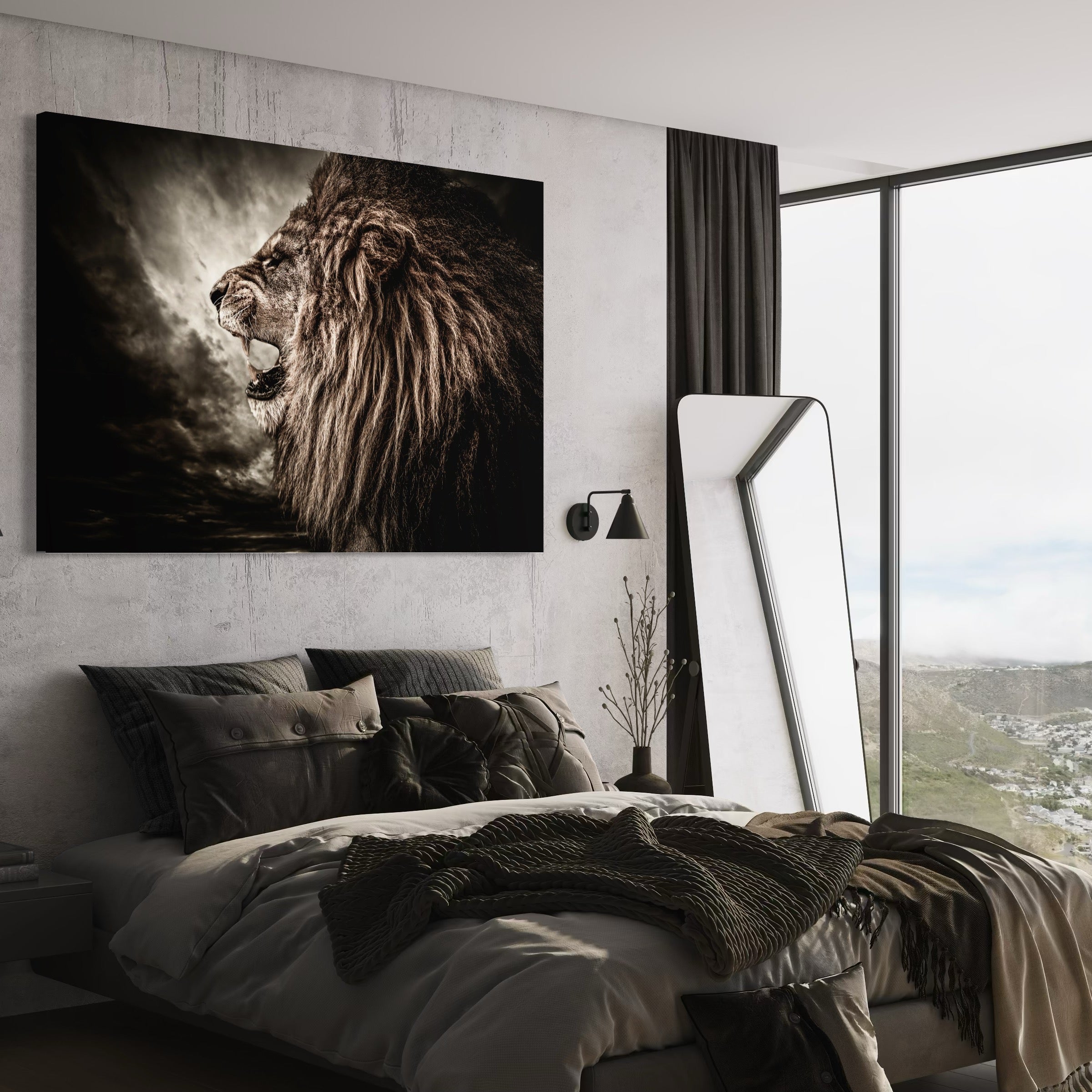 Tablou Canvas Premium LuxCanva® C1002, Leading Lion ,  Living, Leu, Lider, Neinfricat, Dormitor, Culori Vibrante