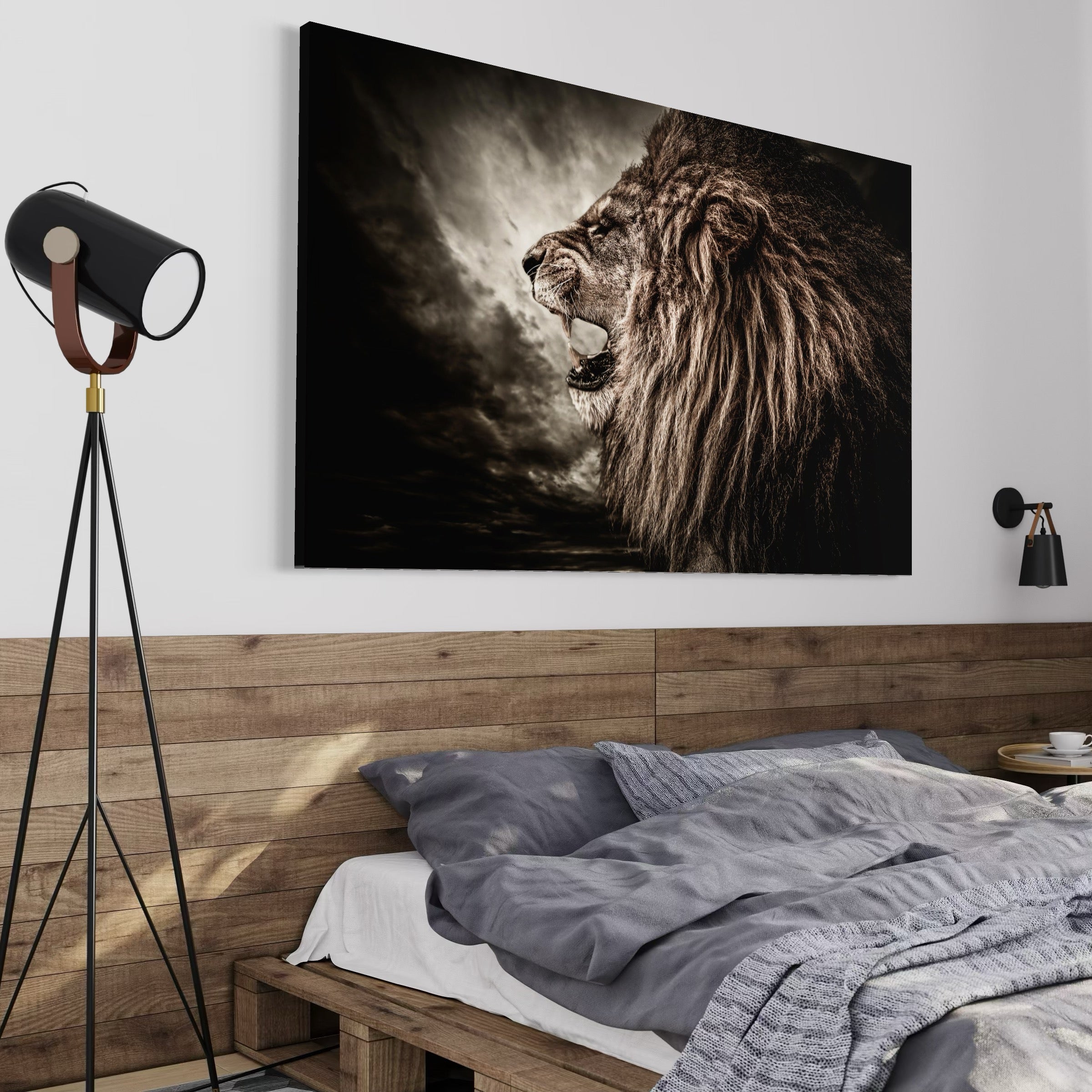 Tablou Canvas Premium LuxCanva® C1002, Leading Lion ,  Living, Leu, Lider, Neinfricat, Dormitor, Culori Vibrante