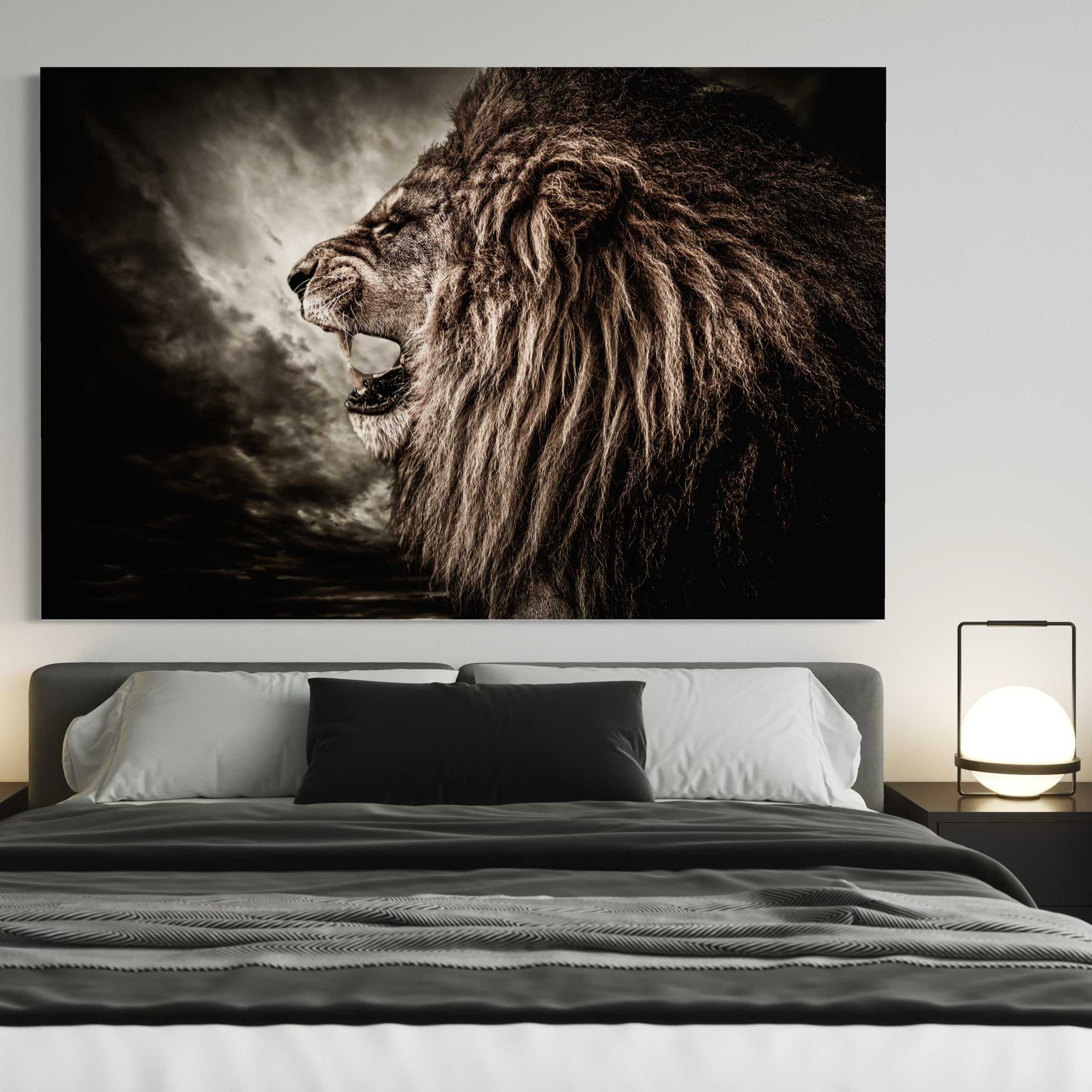 Tablou Canvas Premium LuxCanva® C1002, Leading Lion ,  Living, Leu, Lider, Neinfricat, Dormitor, Culori Vibrante