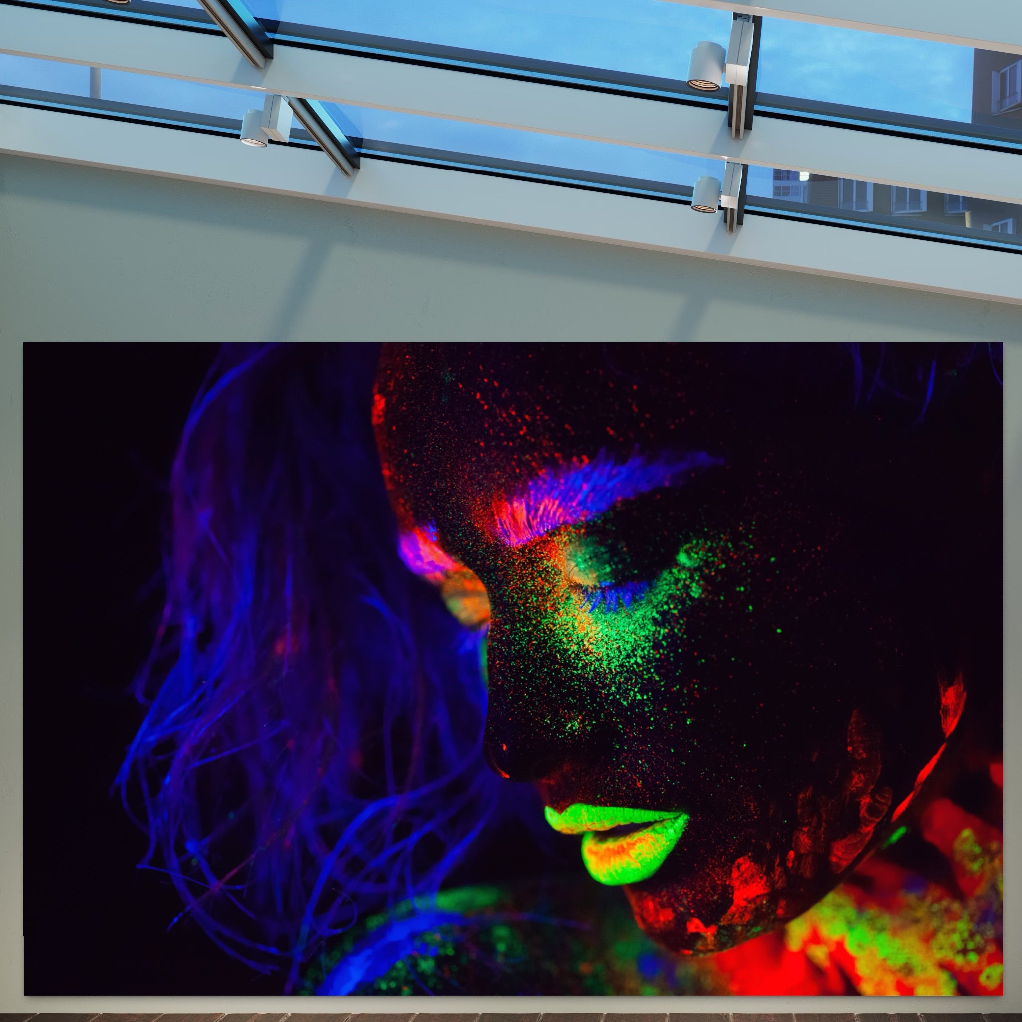 Tablou Canvas Premium LuxCanva® A1357, Colorful Girl , Frumusete, Neon, Gliter, Fosforescent, Culori Vibrante