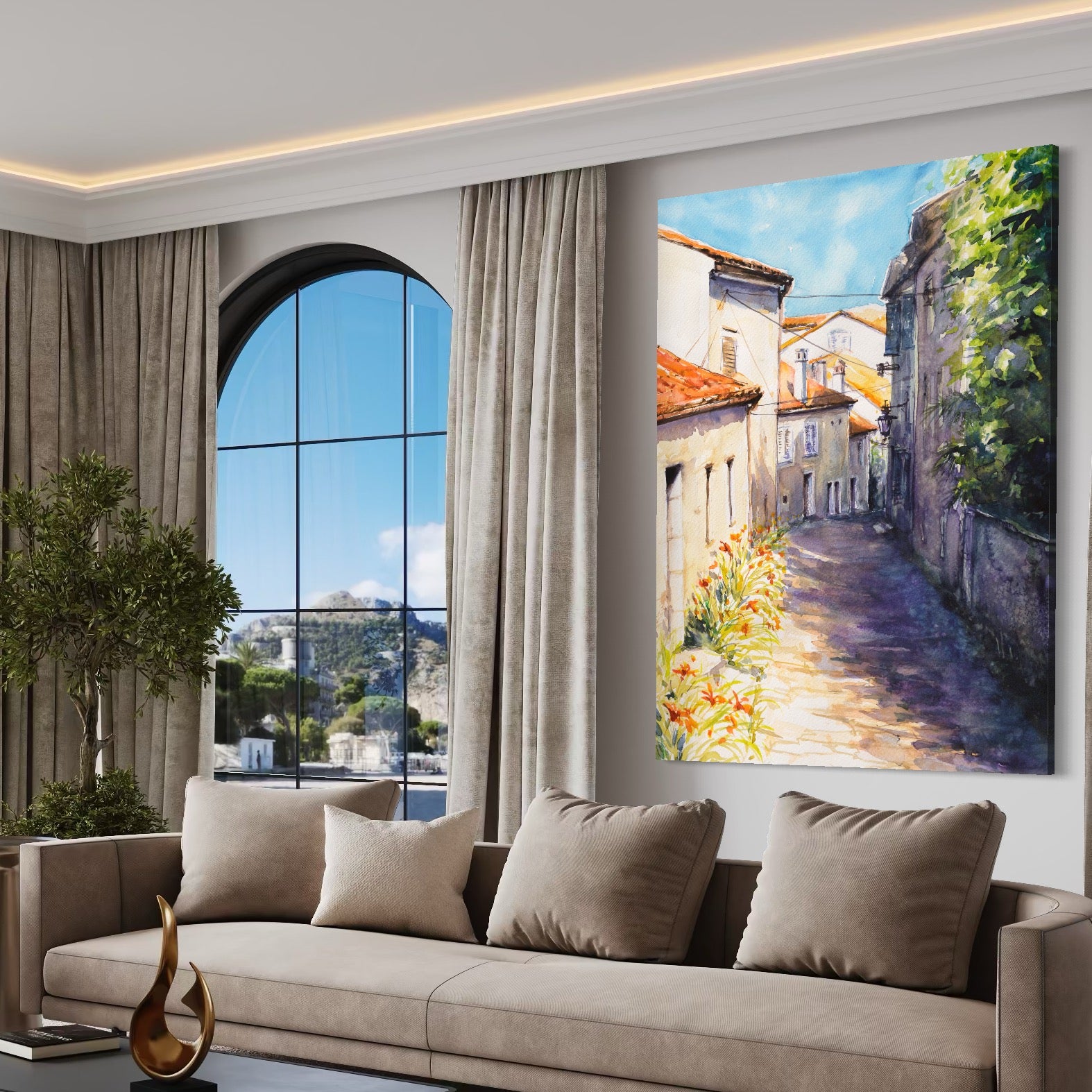 Tablou Canvas Premium LuxCanva® C1004 Alee Insorita , Living, Strada, Vacanta, Excursie, Culori Vibrante