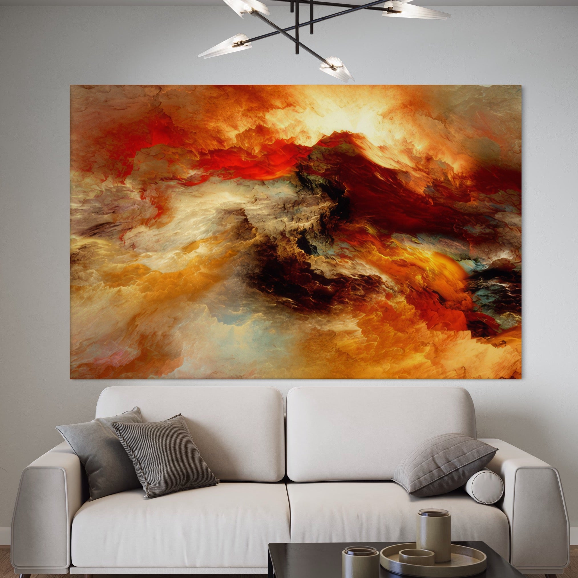 Tablou Canvas Premium LuxCanva® A1354, Orange Marble , Living, Abstract, Multicolor, Dormitor, Culori Vibrante
