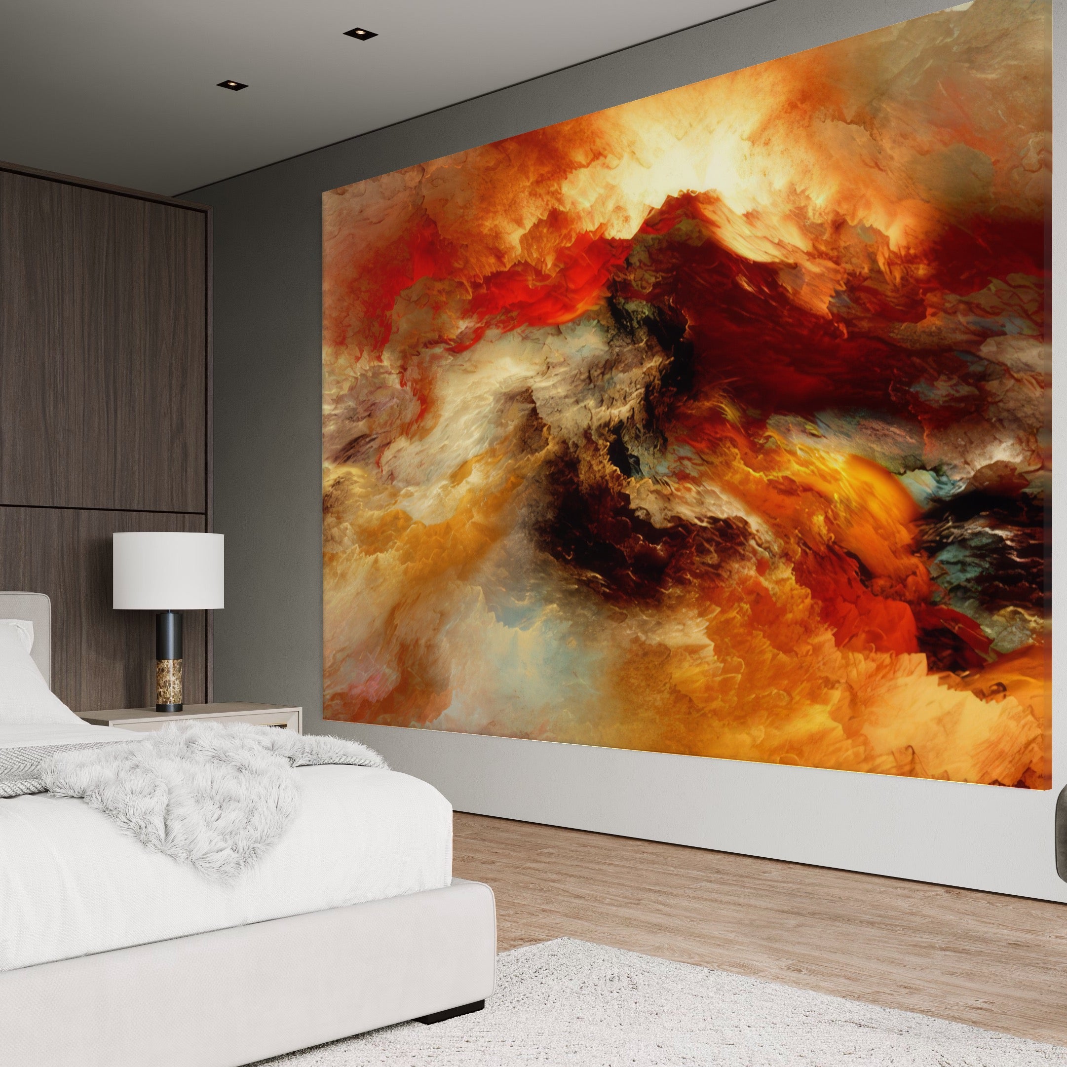 Tablou Canvas Premium LuxCanva® A1354, Orange Marble , Living, Abstract, Multicolor, Dormitor, Culori Vibrante