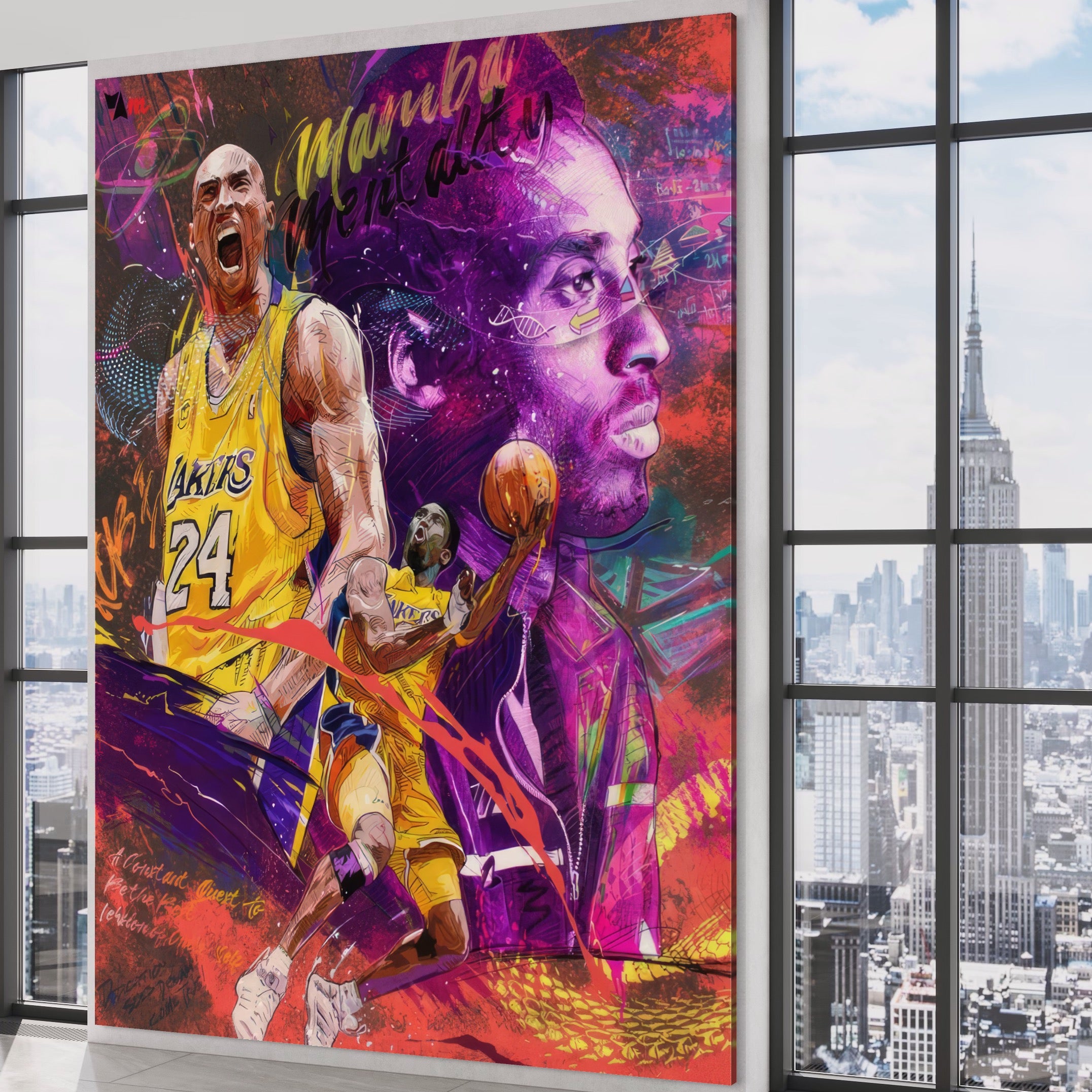 Tablou Canvas Premium LuxCanva® A1353, Kobe Bryant , Living, Baschetbalist, NBA, Club Sportiv, Lakers, Culori Vibrante