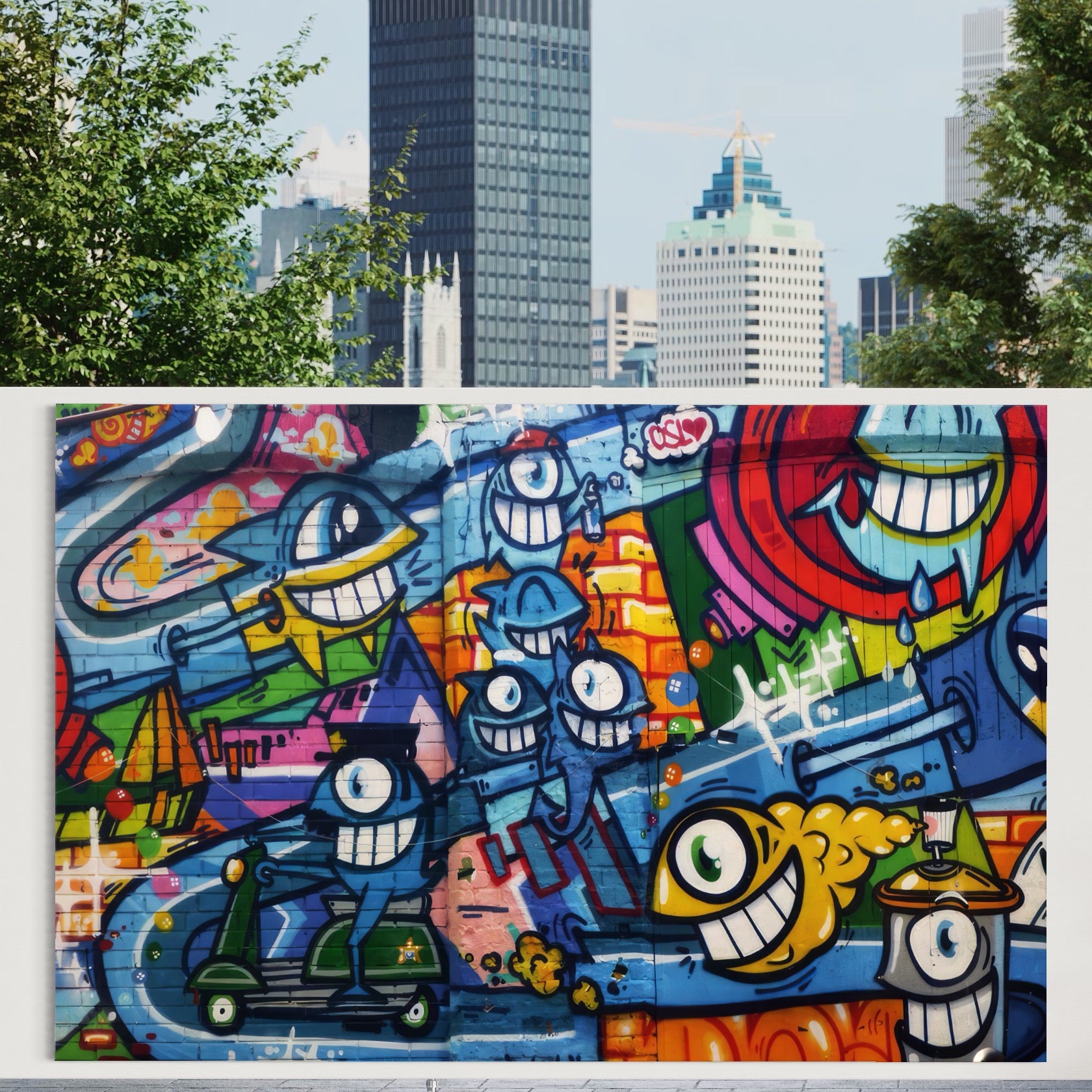 Tablou Canvas Premium LuxCanva® A1350, Graffiti Wall Art , Living, Decorativ, Animatie, Arta Stradala, Camera Copil, Game Room, Culori Vibrante