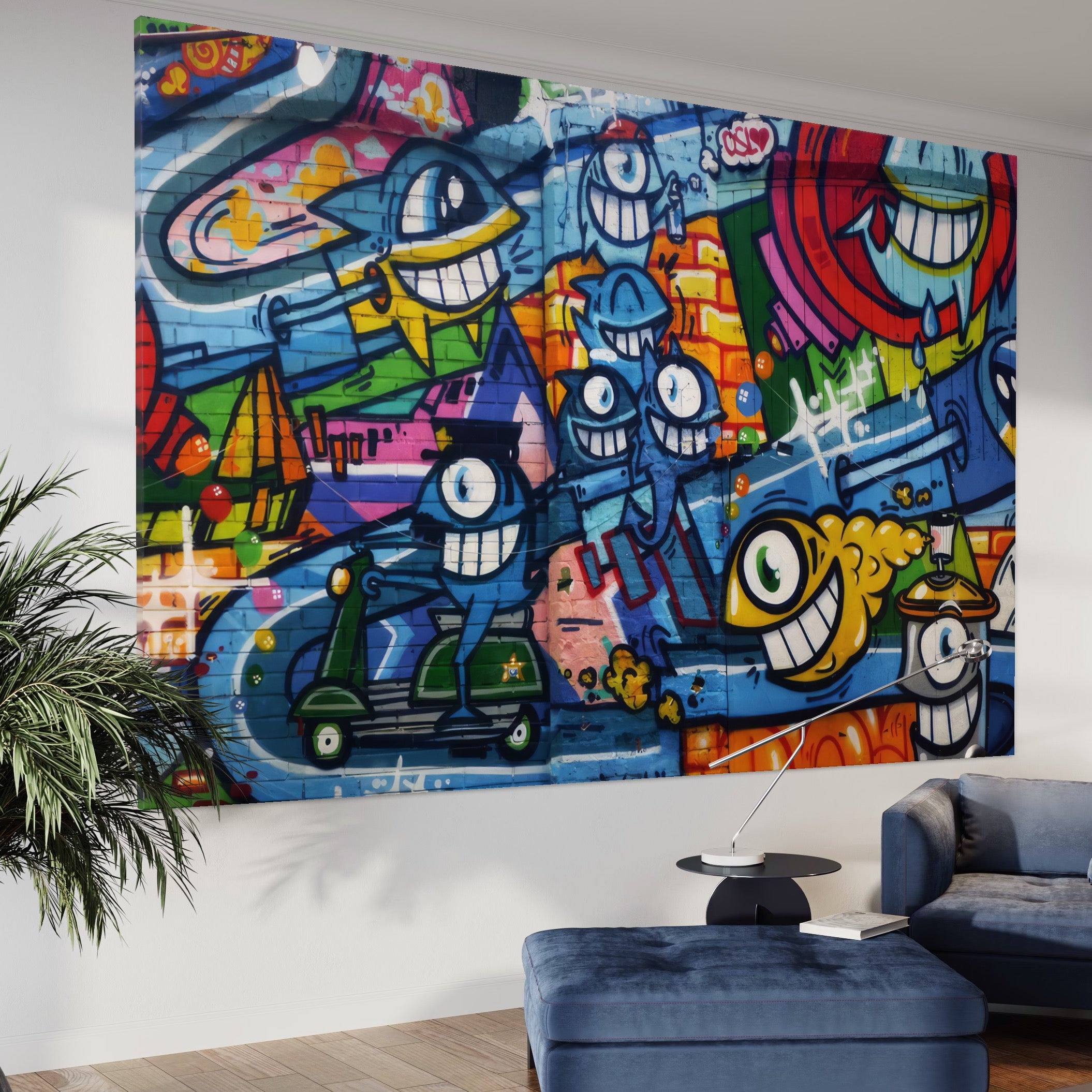 Tablou Canvas Premium LuxCanva® A1350, Graffiti Wall Art , Living, Decorativ, Animatie, Arta Stradala, Camera Copil, Game Room, Culori Vibrante